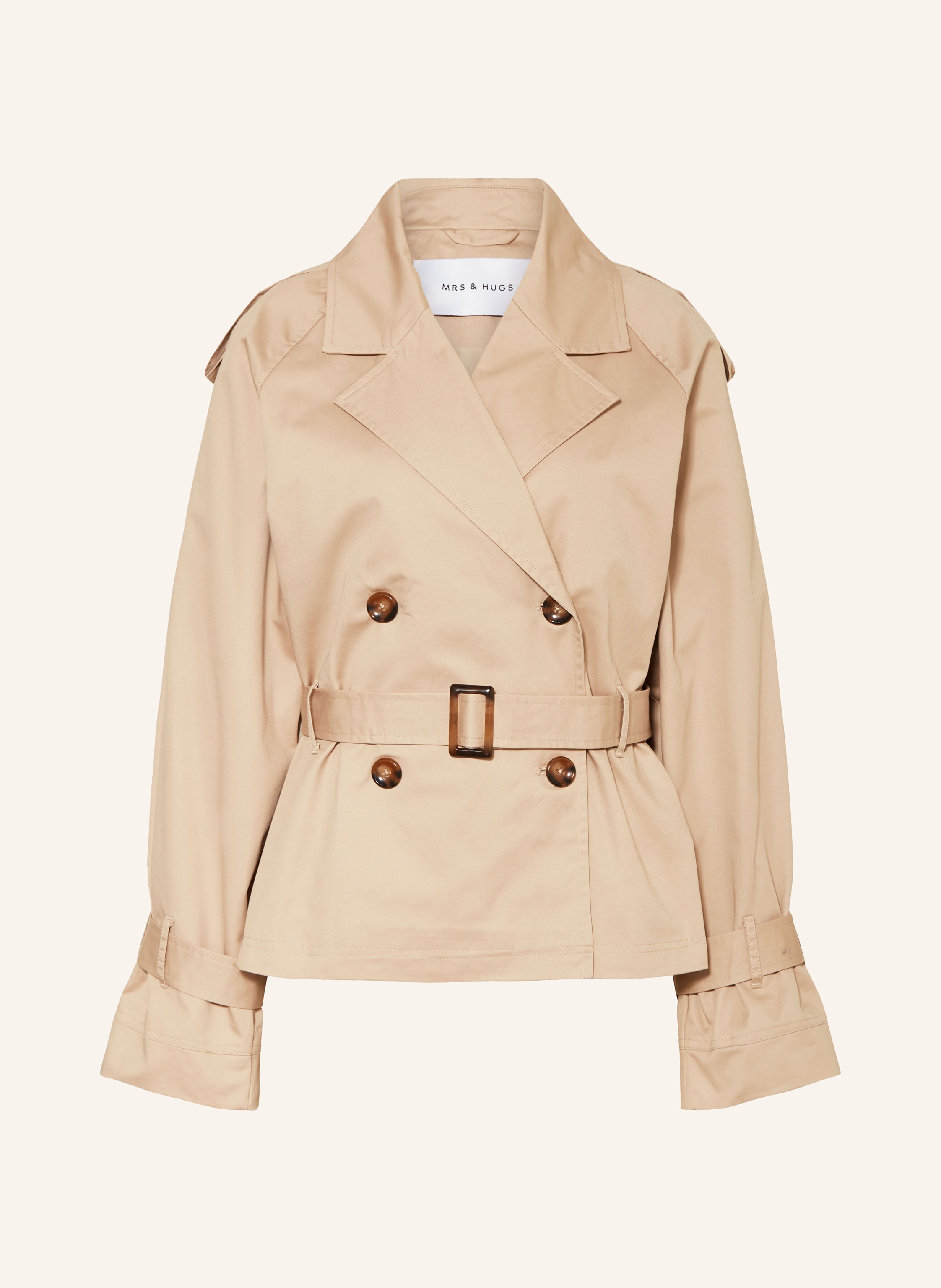 MRS HUGS Cropped-Trenchcoat in beige