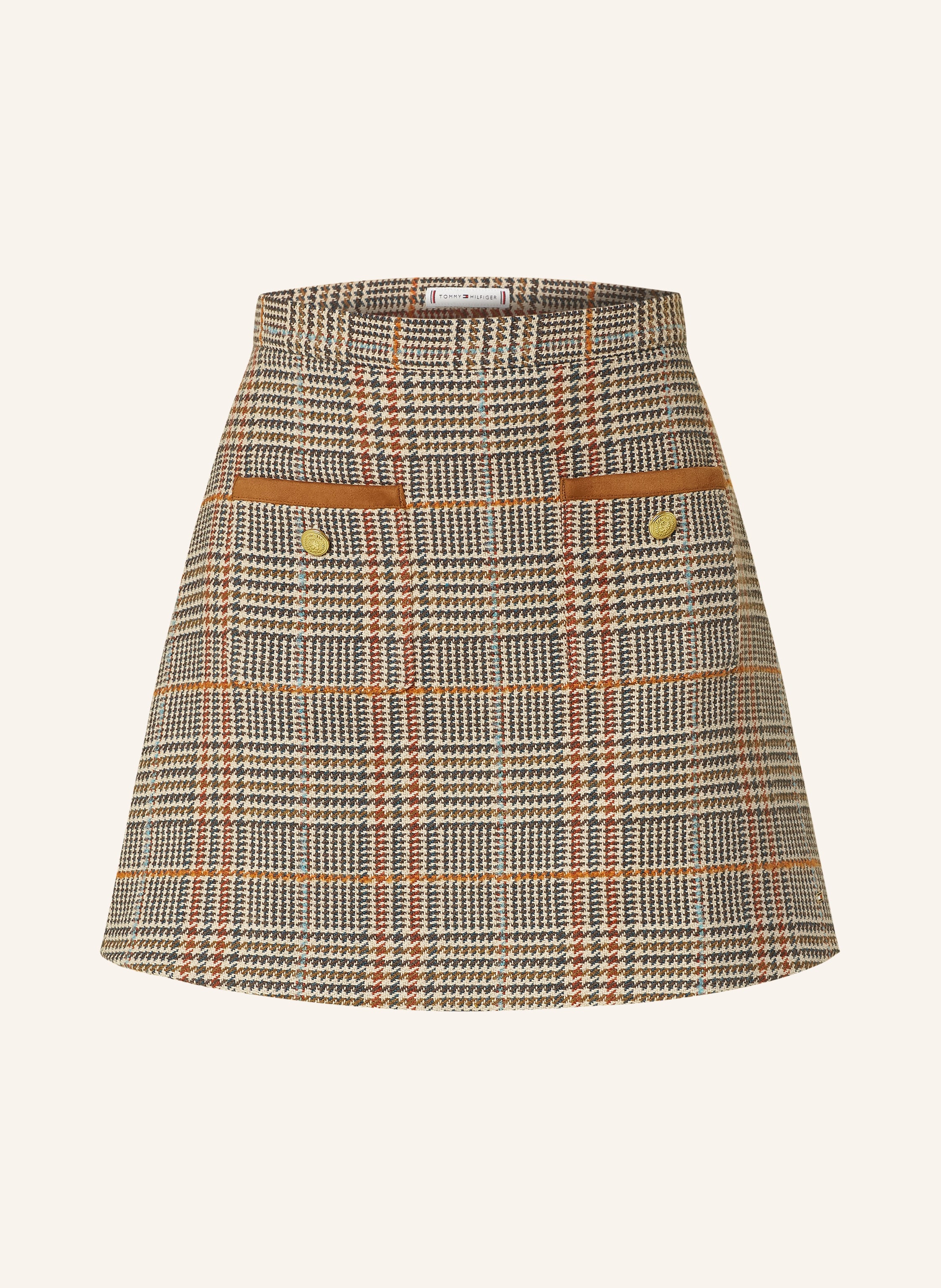 TOMMY HILFIGER Tweed skirt in cream/ dark orange/ teal