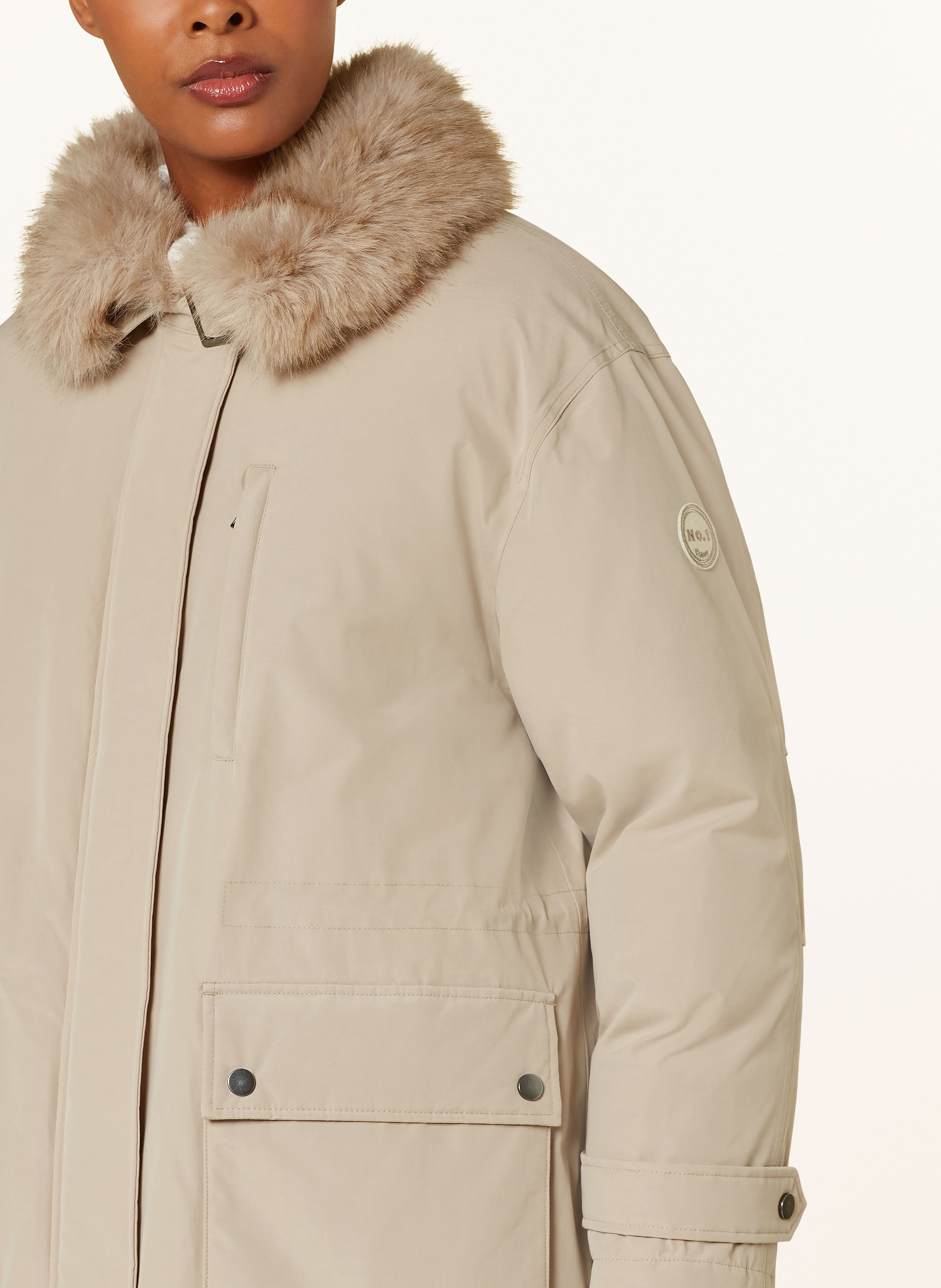 Thumbnail - No.1 Como Parka Mira Mit Abnehmbarem Kunstpelz beige