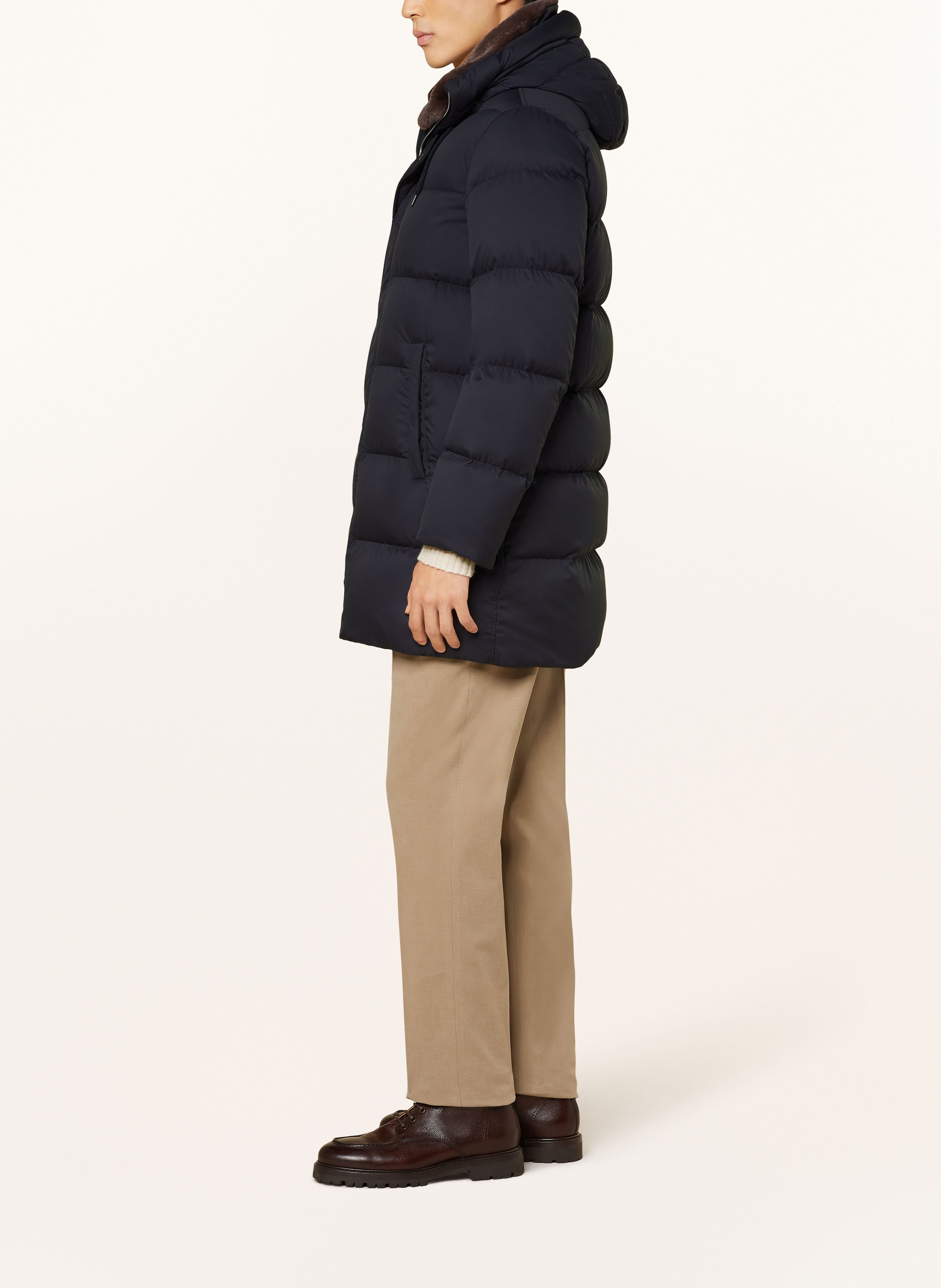 Thumbnail - Herno Daunenjacke Mit Abnehmbarem Kunstfell blau