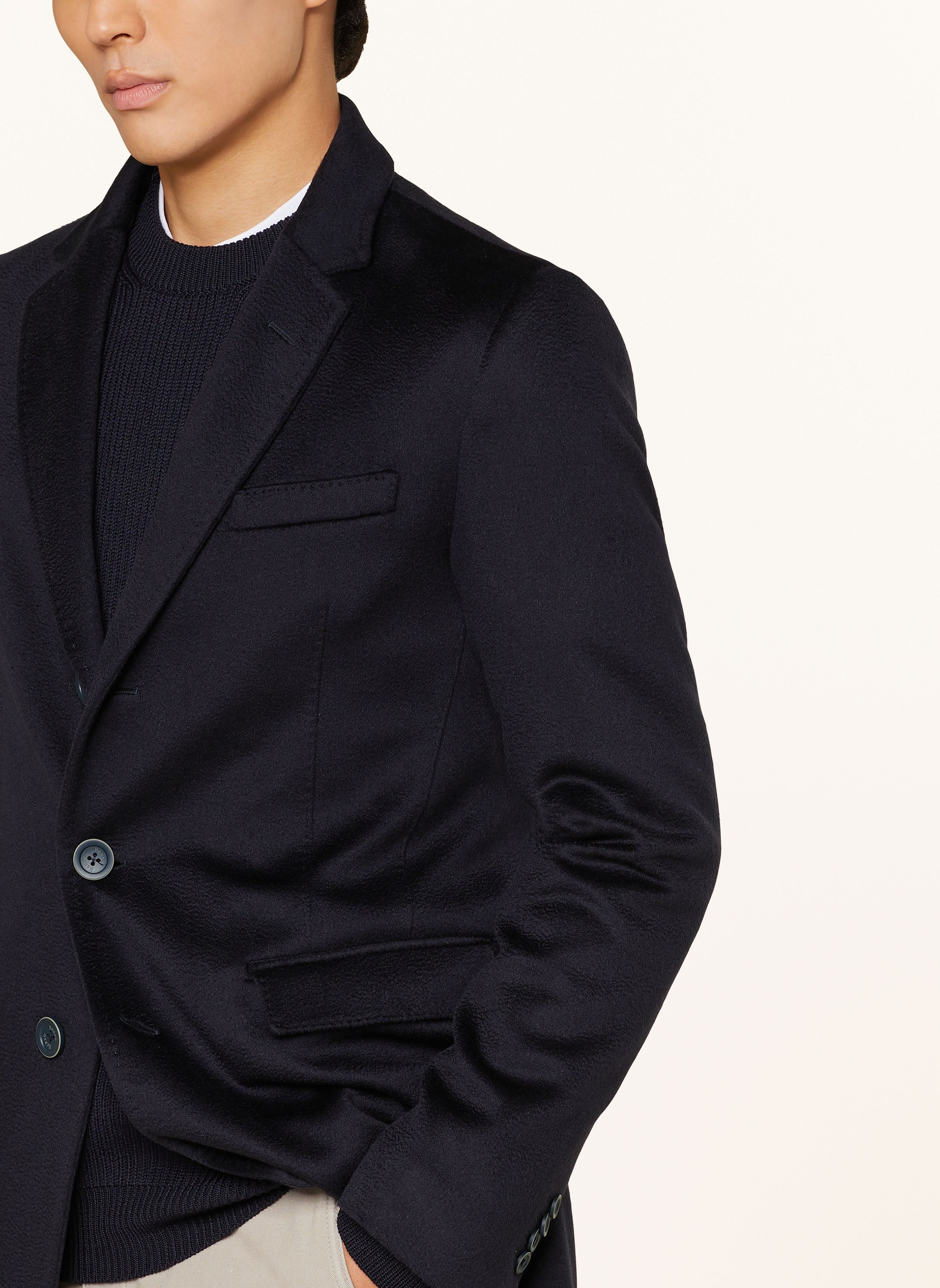 Thumbnail - Herno Cashmere-Mantel Mit Herausnehmbarer Blende blau