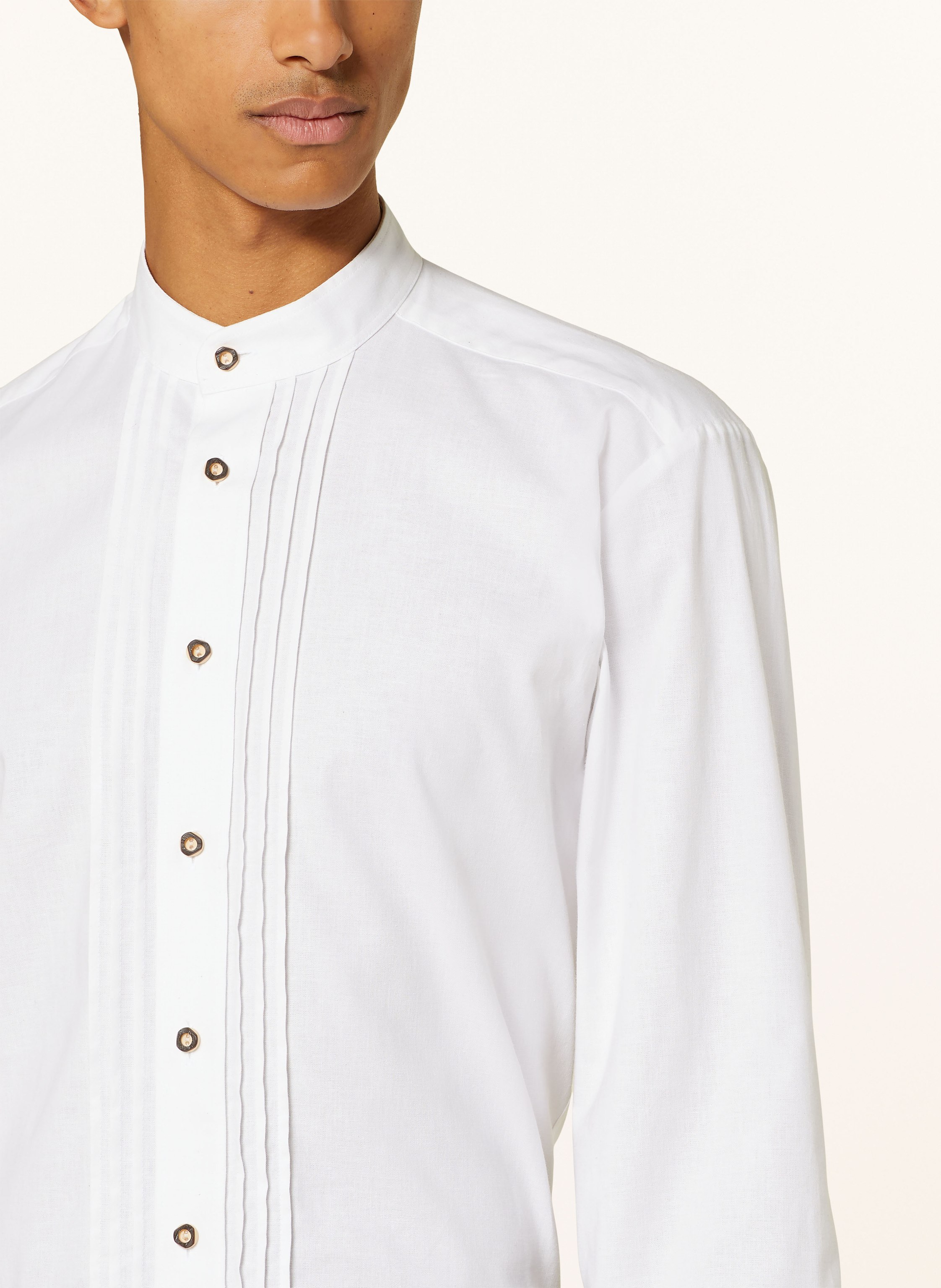 Thumbnail - Johann & Johanna Trachtenhemd Slim Fit Mit Stehkragen weiss