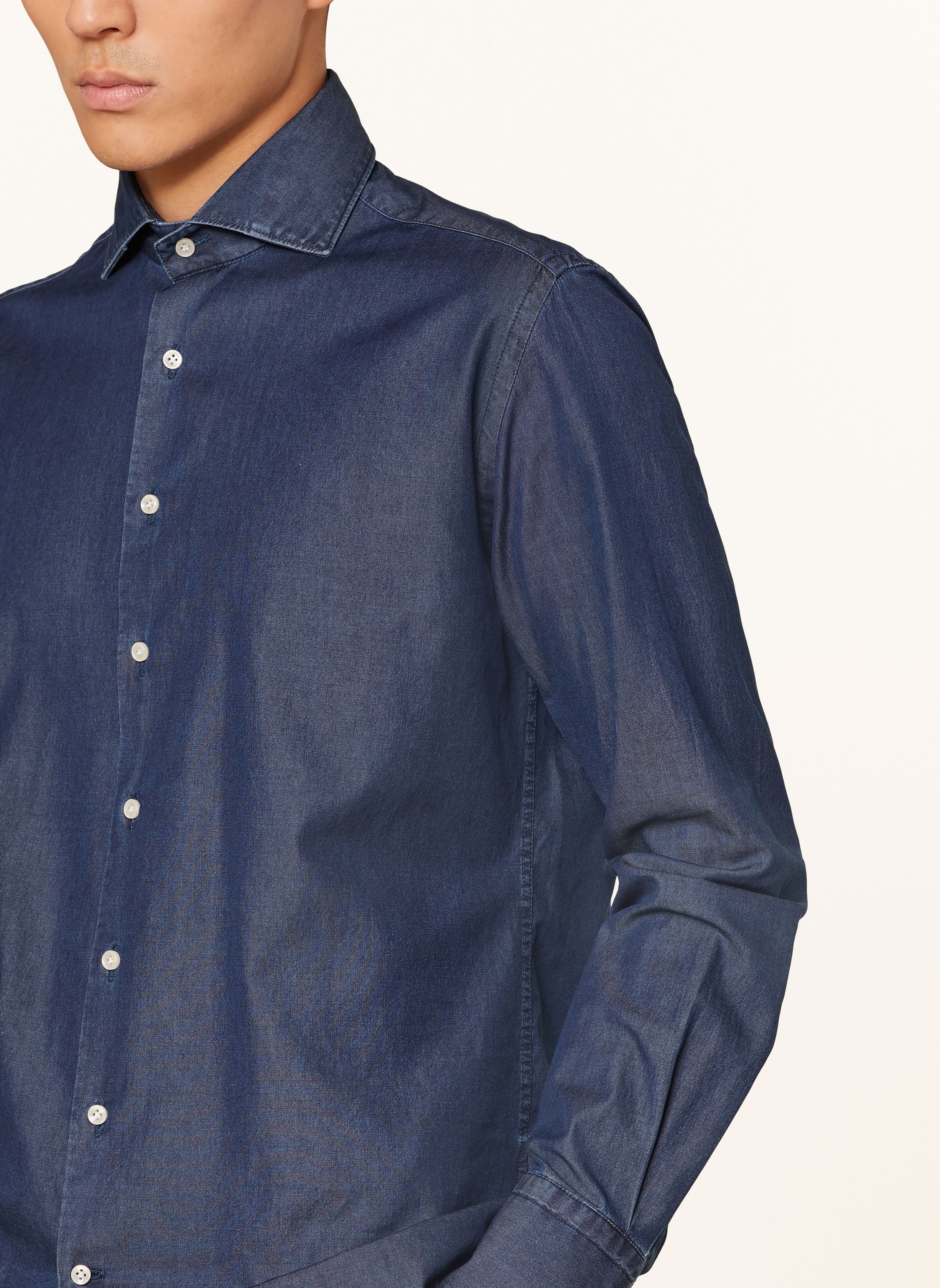 Thumbnail - Artigiano Hemd Classic Fit In Jeansoptik blau