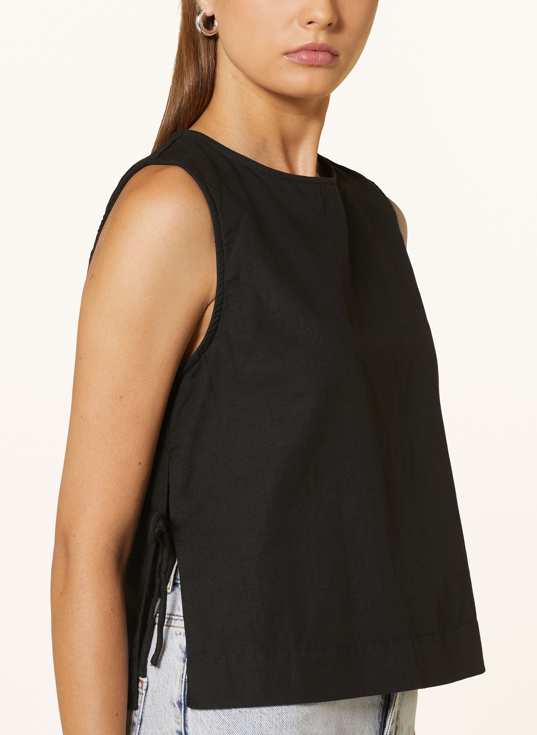 Thumbnail - Neo Noir Top Svetlana Mit Leinen schwarz