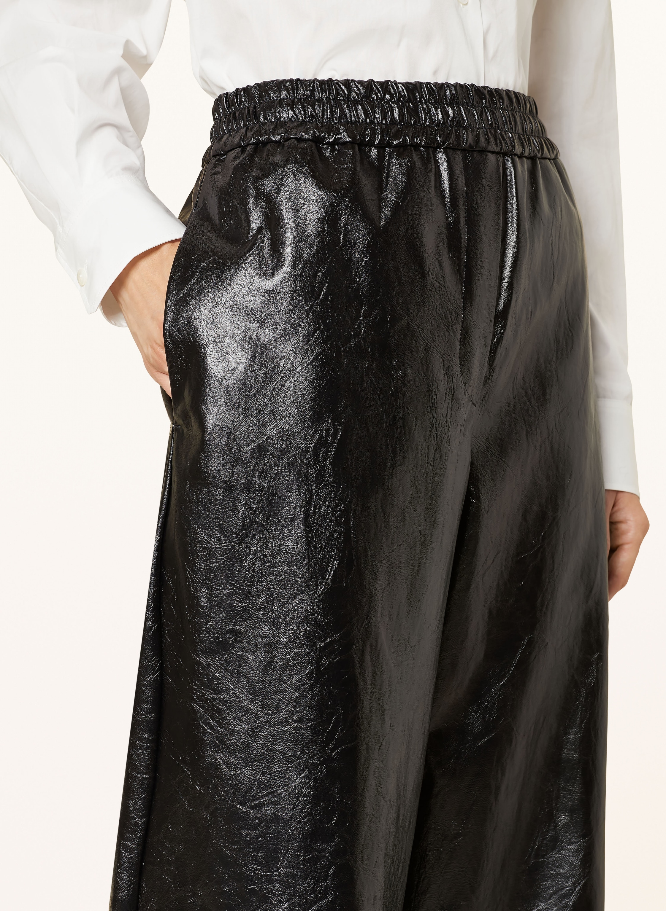 Thumbnail - Weekend Max Mara Hose Plutone In Lederoptik schwarz
