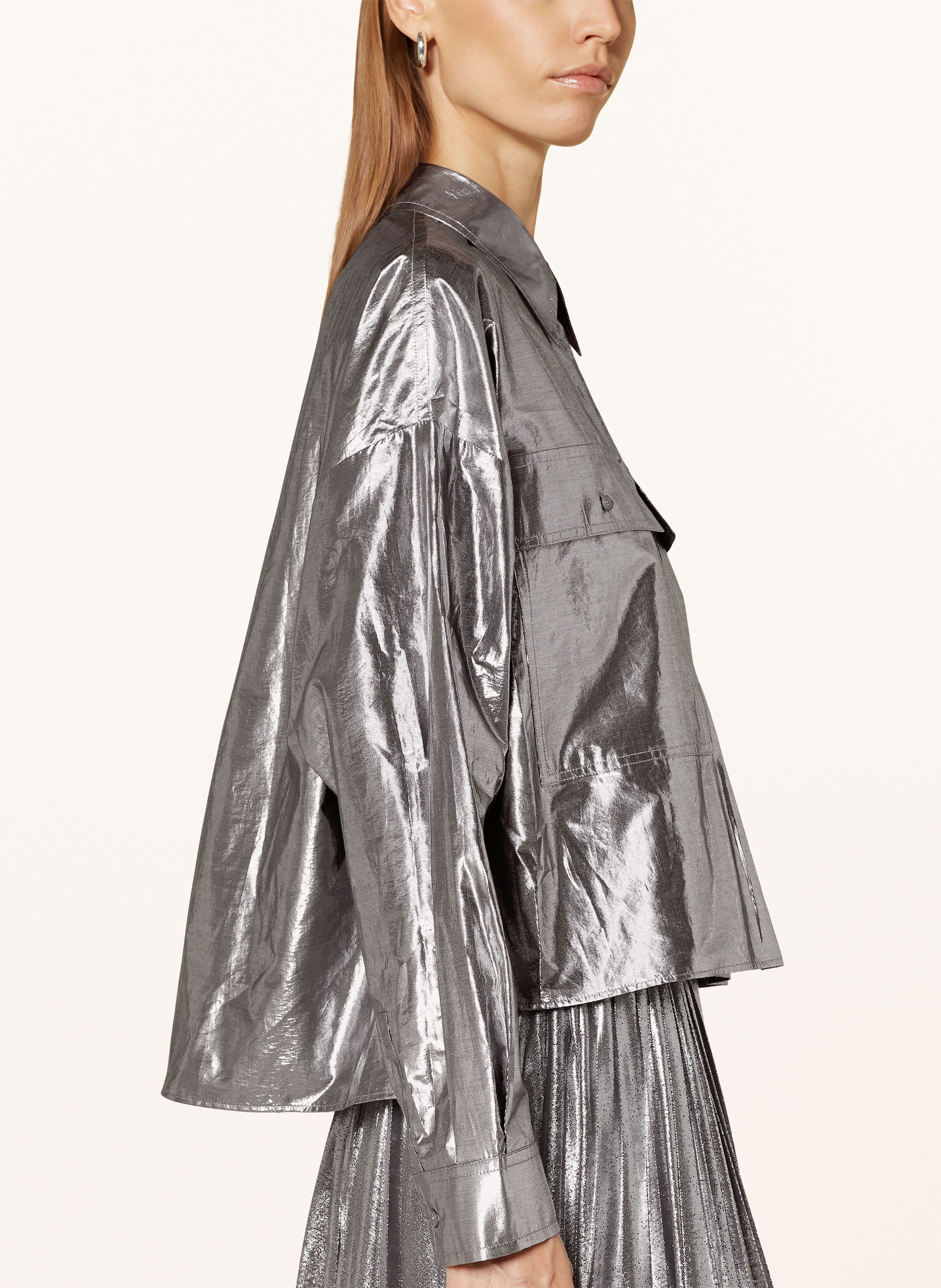 Thumbnail - Weekend Max Mara Hemdbluse Aldeno Mit Glanzgarn grau