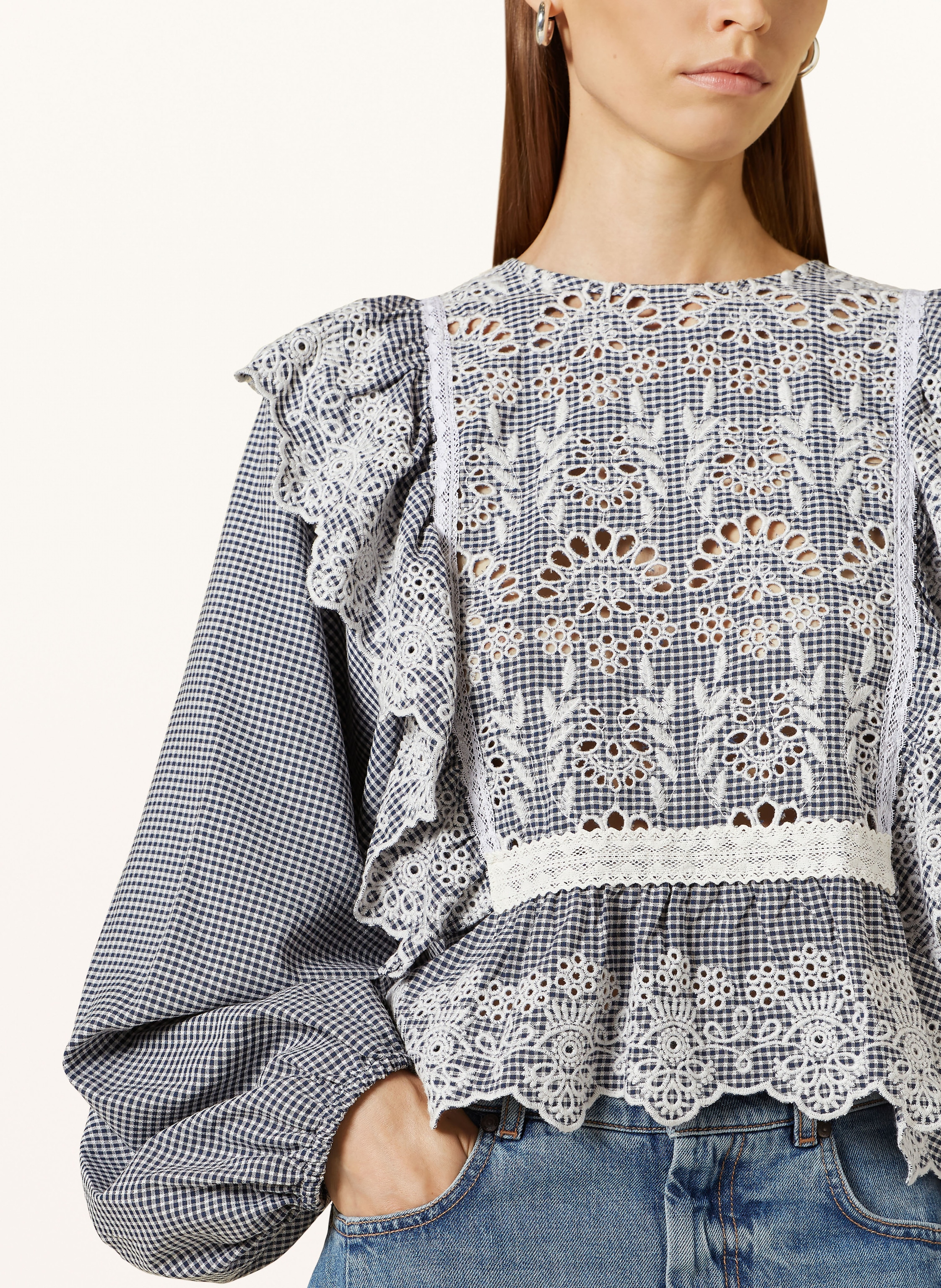 Thumbnail - Weekend Max Mara Blusenshirt Orazio Mit Lochspitze blau