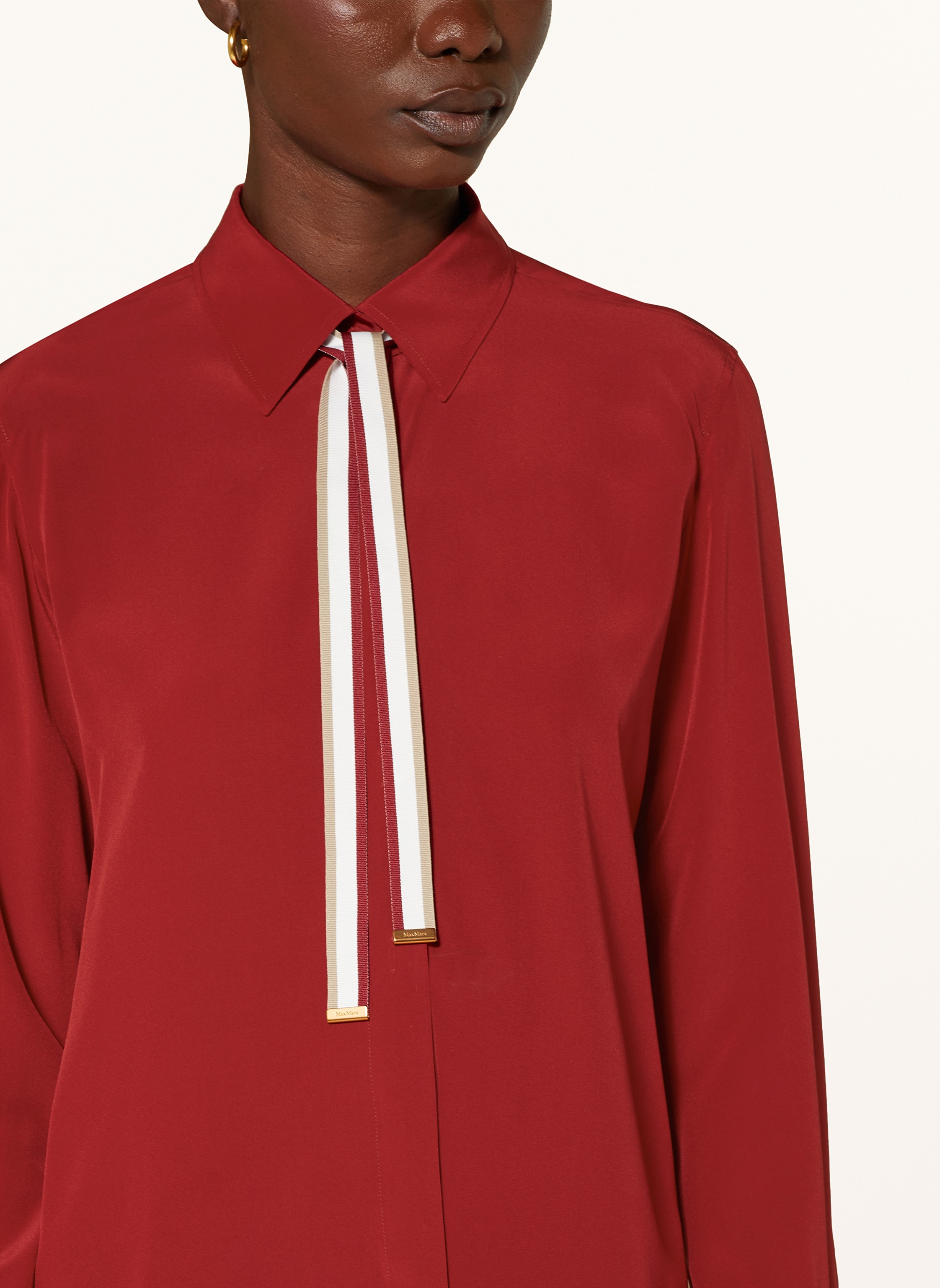 Thumbnail - Max Mara Schluppenbluse Apollo Aus Seide Mit Abnehmbarer Schluppe rot