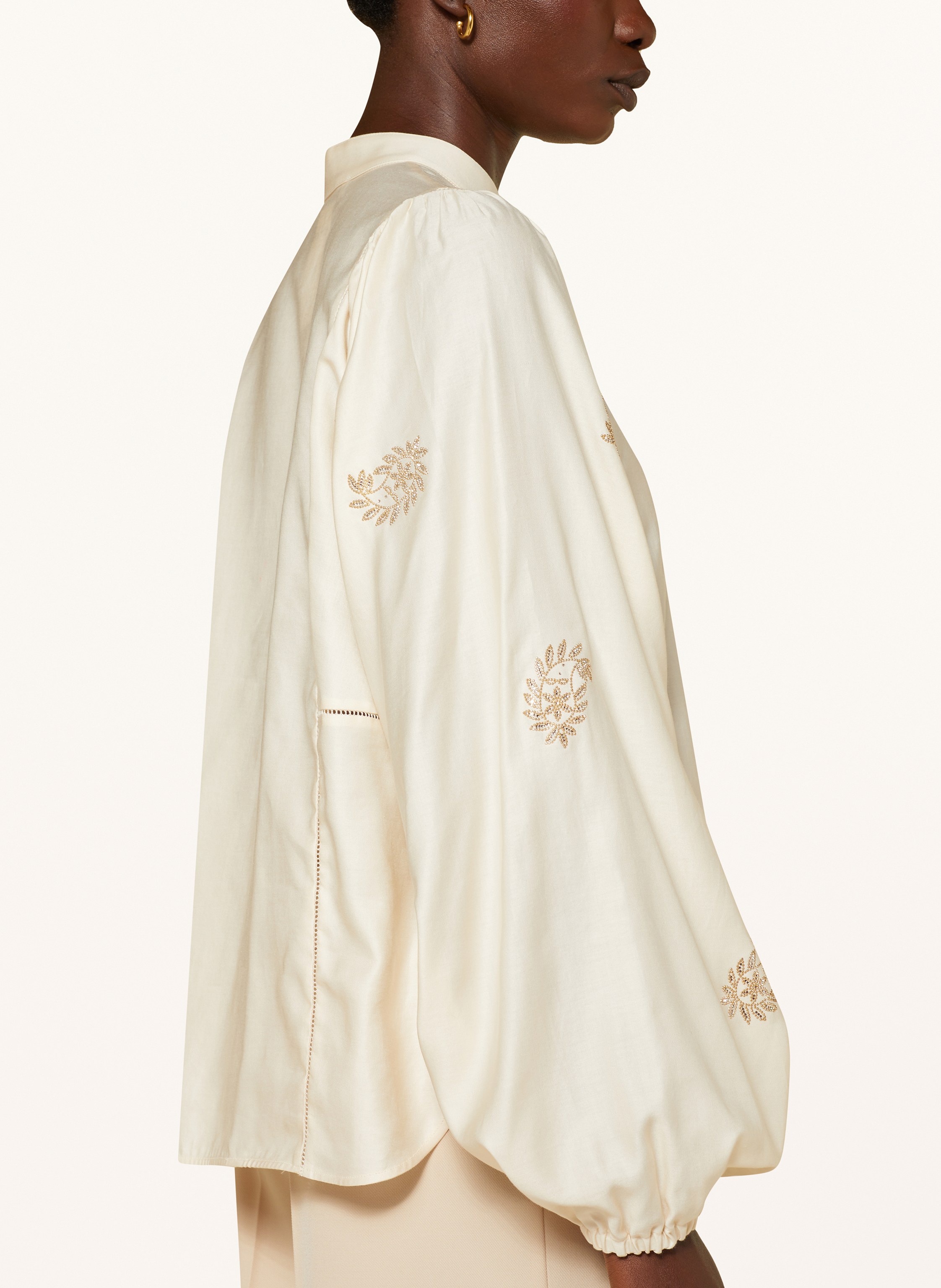 Thumbnail - Max Mara Bluse Caladio Mit Schmucksteinen weiss