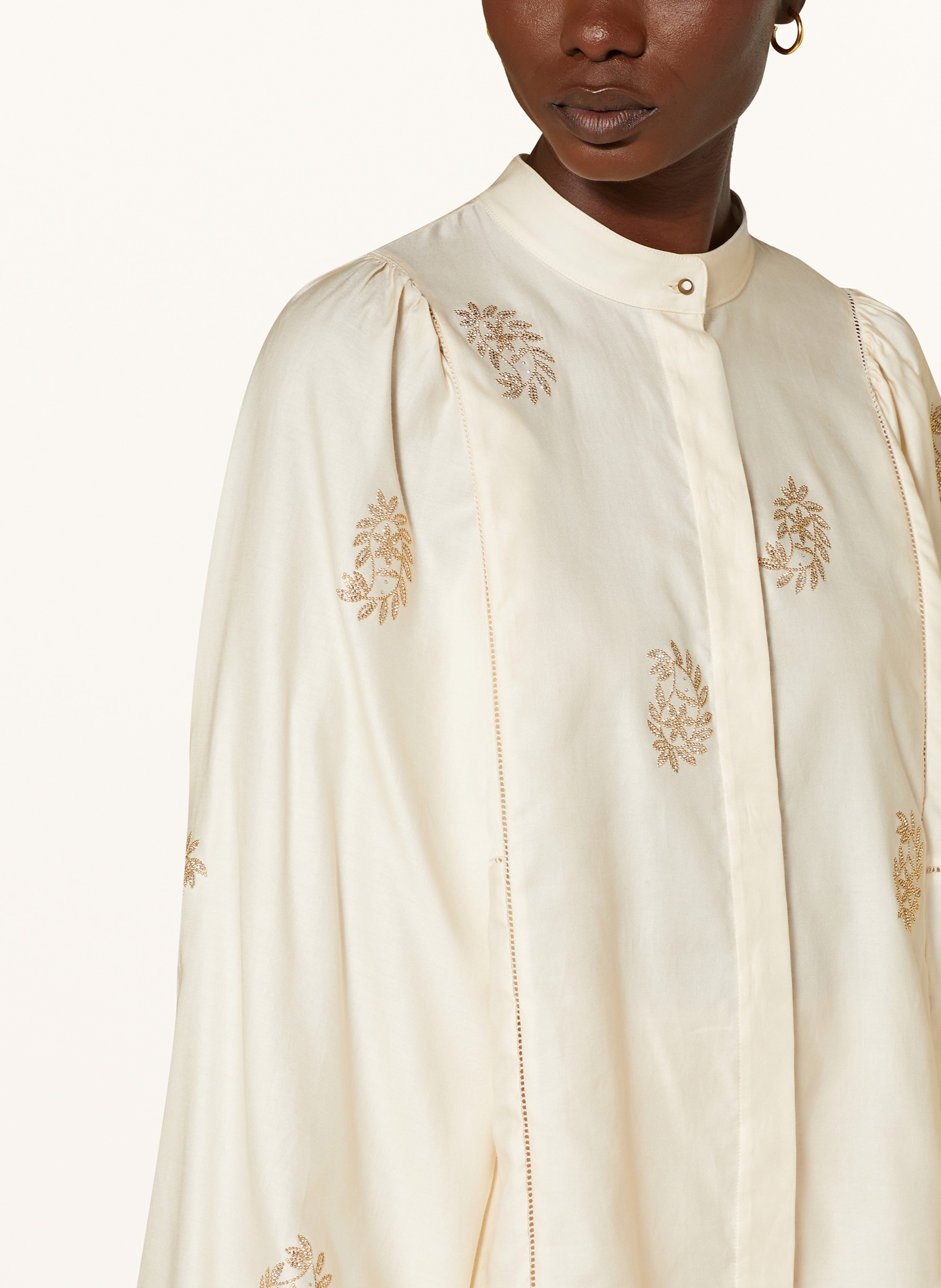 Thumbnail - Max Mara Bluse Caladio Mit Schmucksteinen weiss