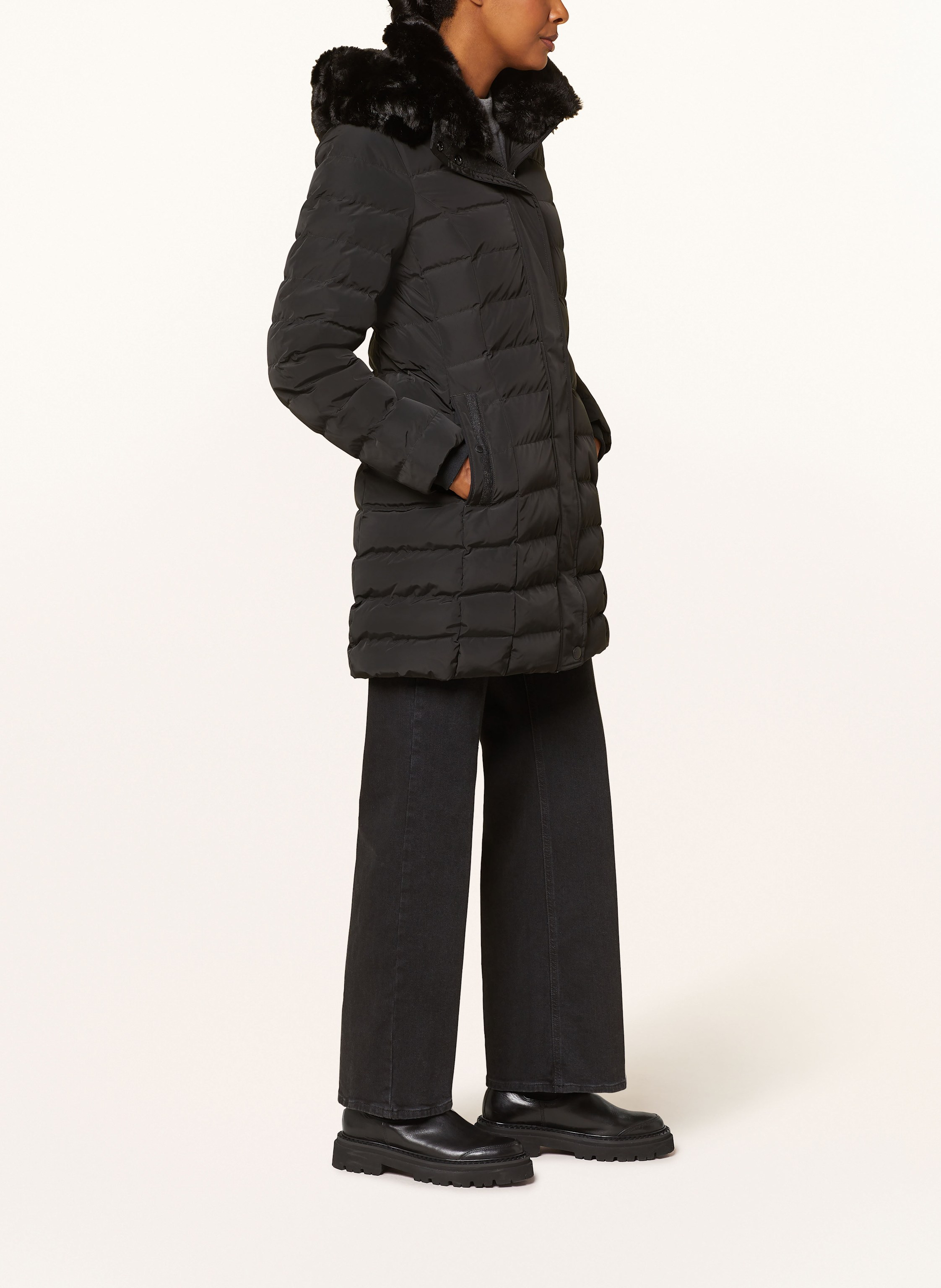 Thumbnail - Wellensteyn Steppmantel Santorin Long Mit Kunstfell schwarz