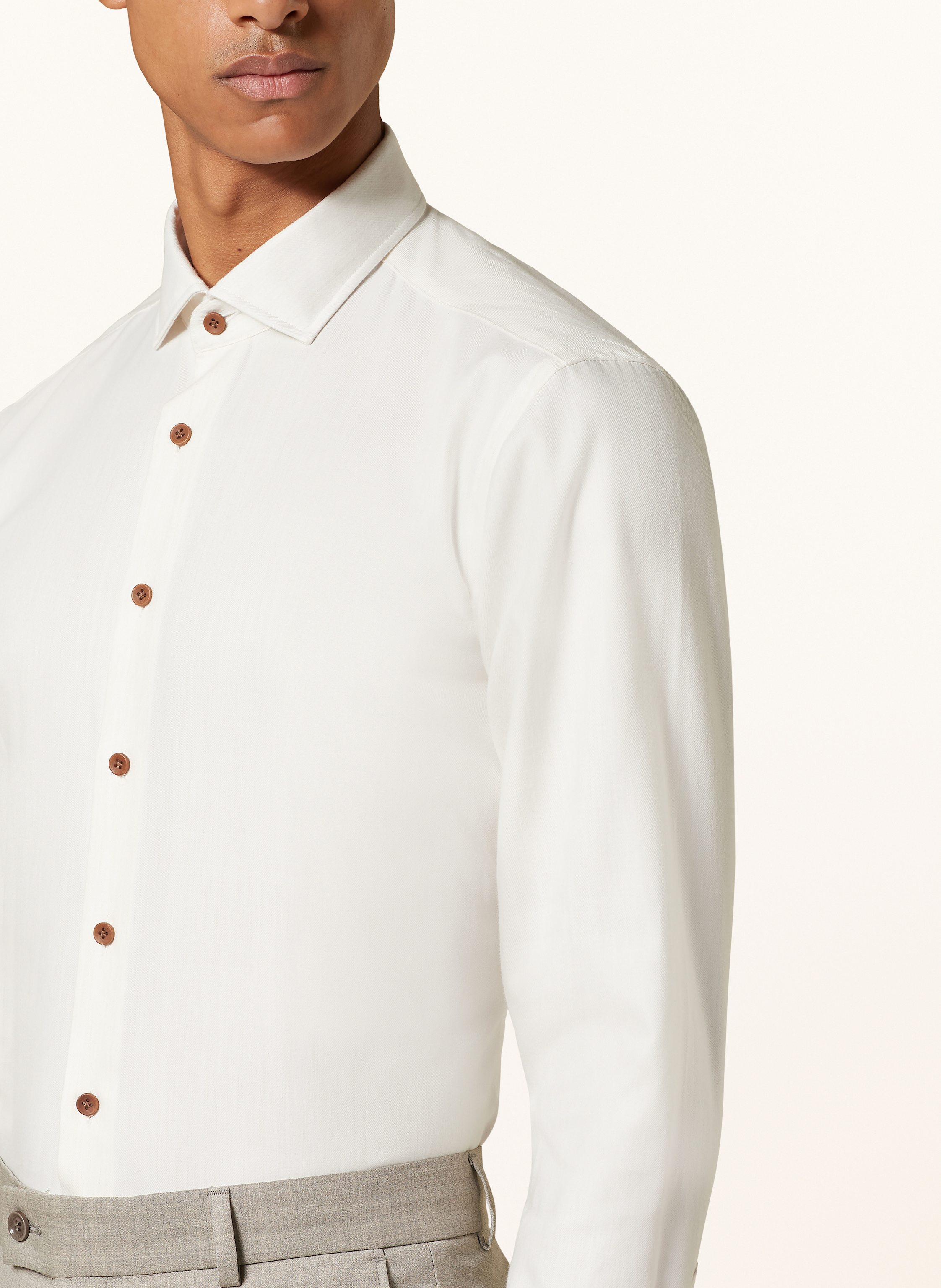 Thumbnail - Olymp Signature Flanellhemd Casual Fit beige