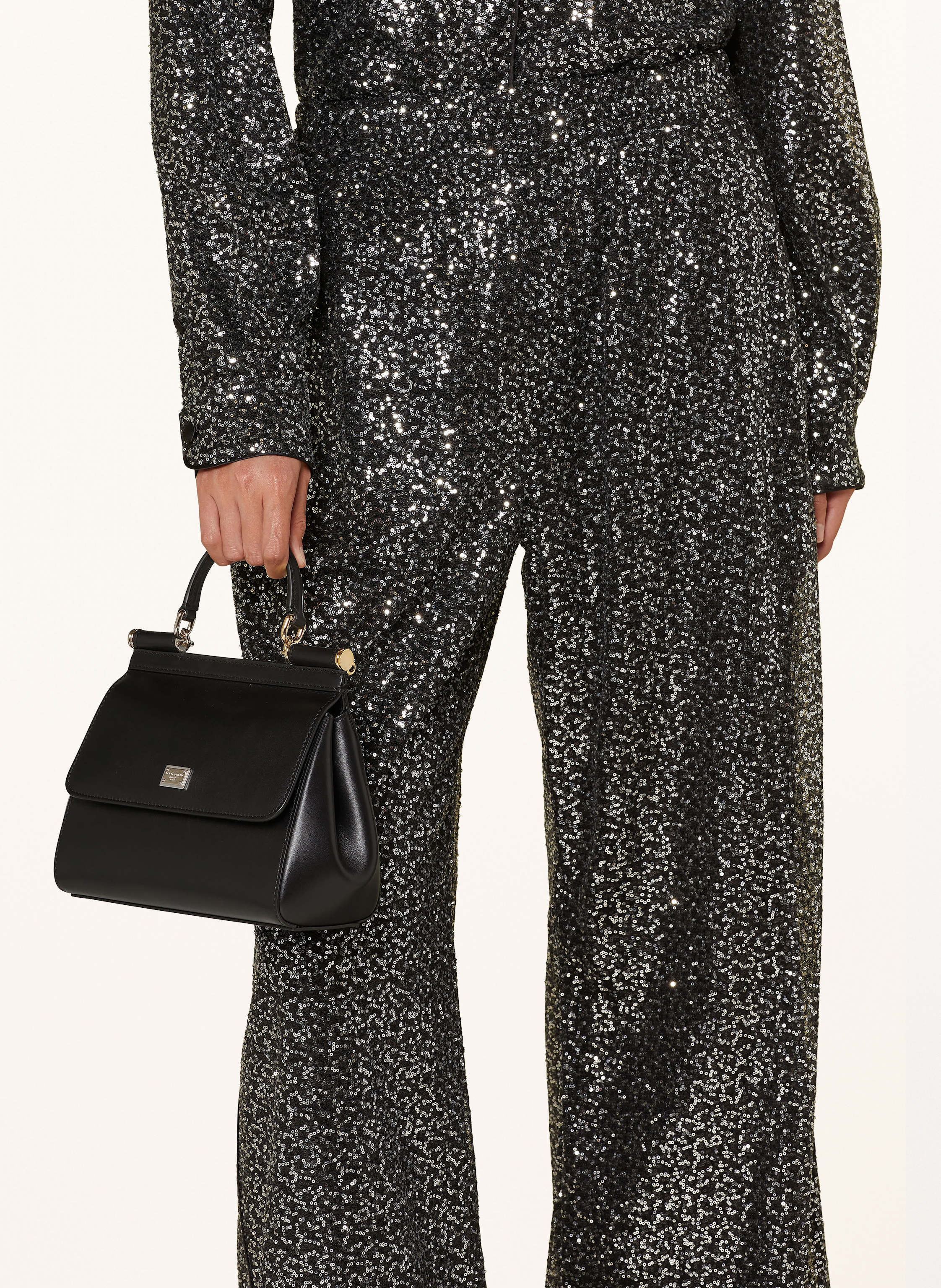 Thumbnail - Dolce & Gabbana Marlenehose Mit Pailletten schwarz