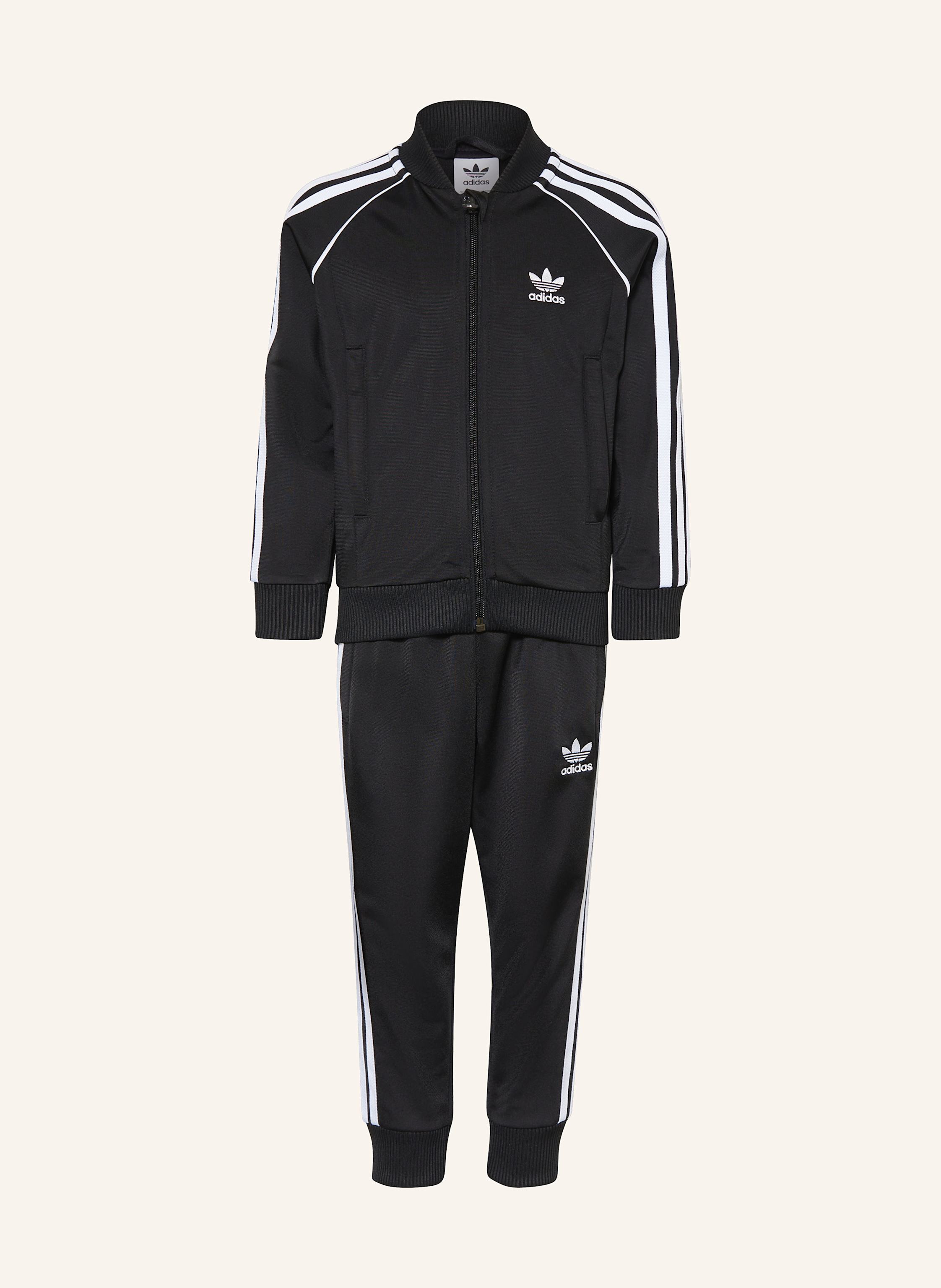 Adidas trainingsanzug schwarz mit grünen streifen clearance
