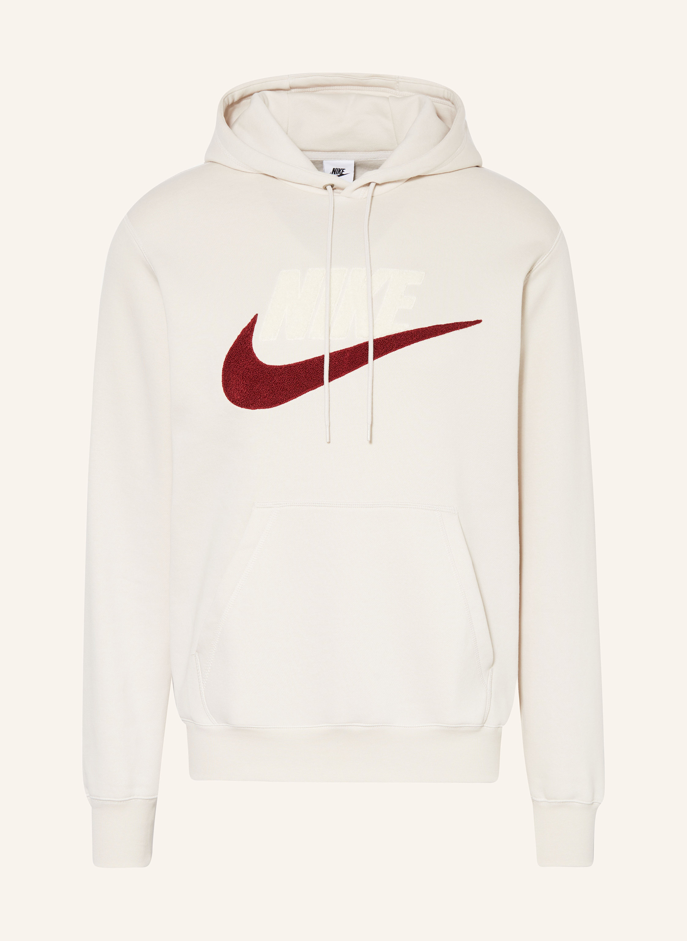 Nike Hoodie CLUB in cream dark red