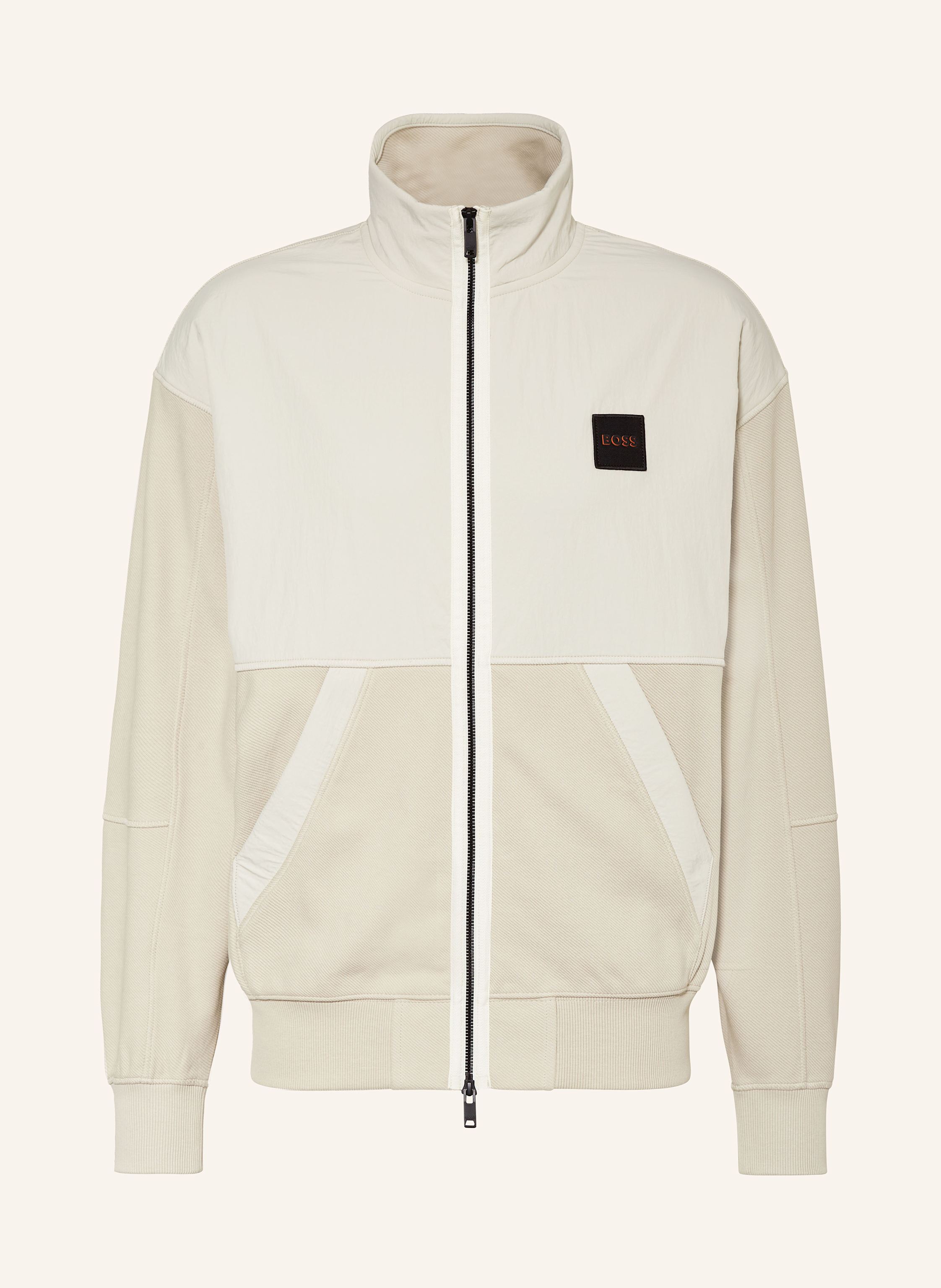 BOSS Sweat jacket ZE_NYLONBOSS in mixed materials in cream