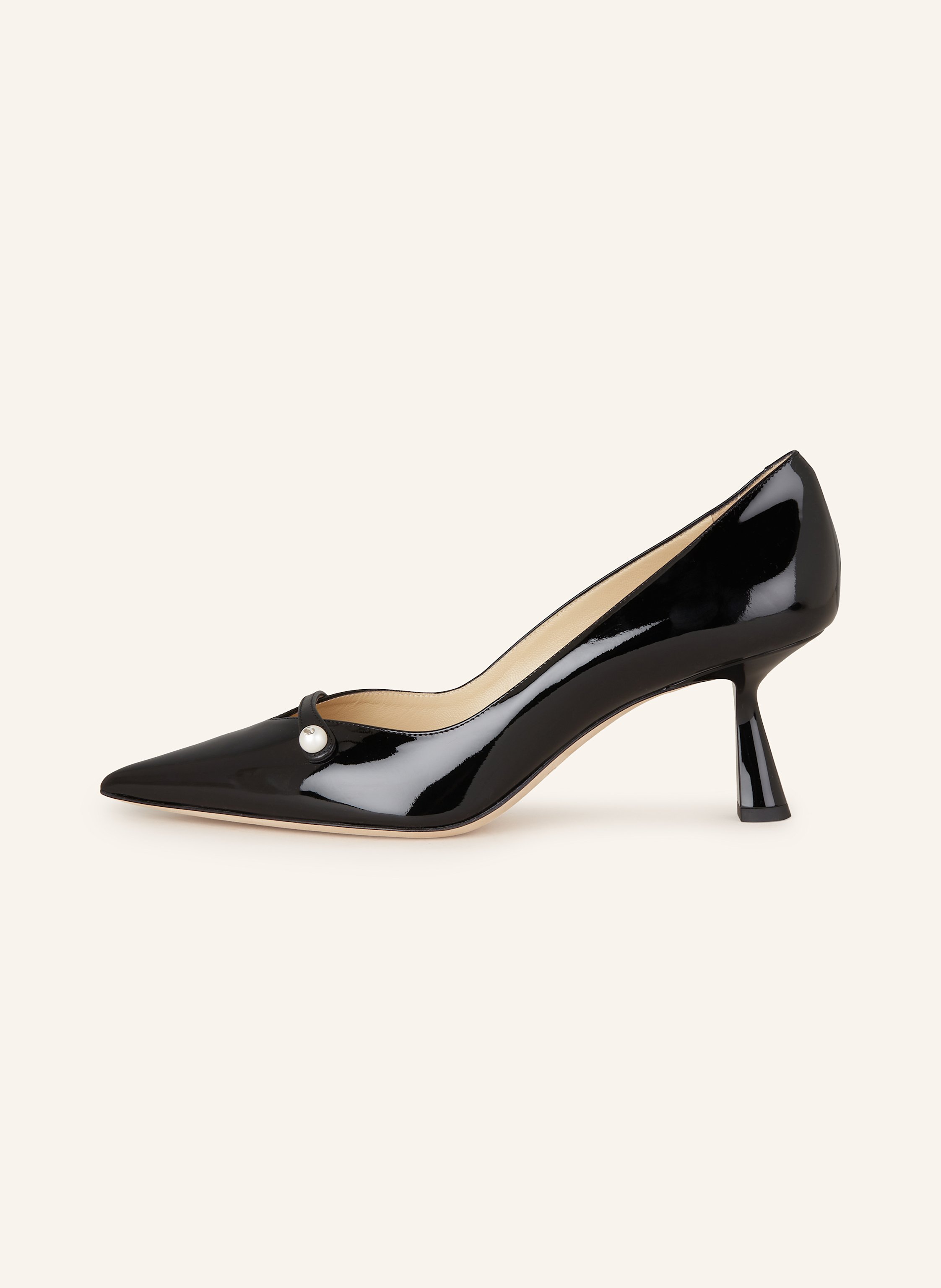 Thumbnail - Jimmy Choo Lack-Pumps Rosalia 65 Mit Schmuckperle schwarz