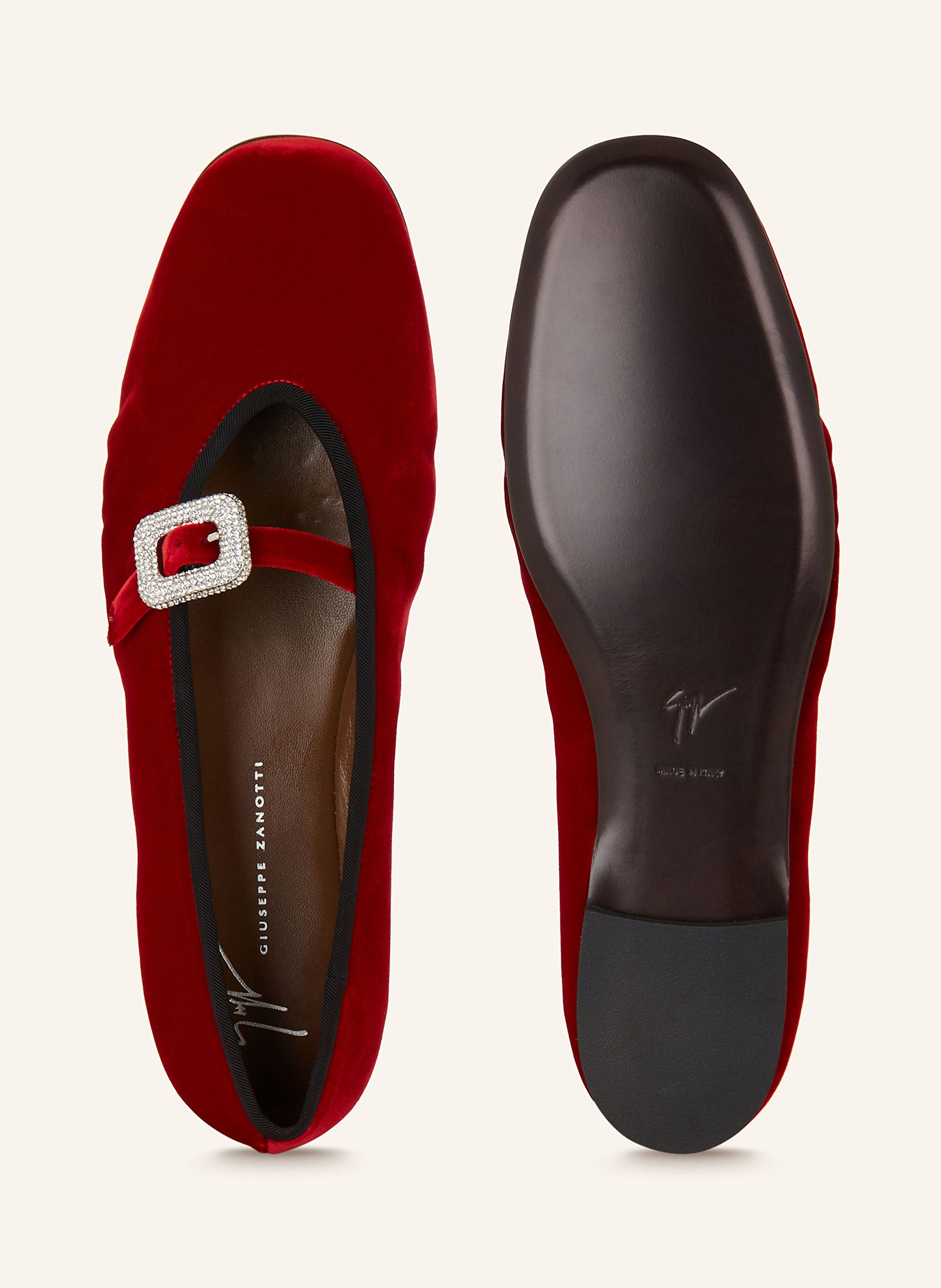 Thumbnail - Giuseppe Zanotti Design Mary-Jane-Ballerinas Mit Schmucksteinen rot