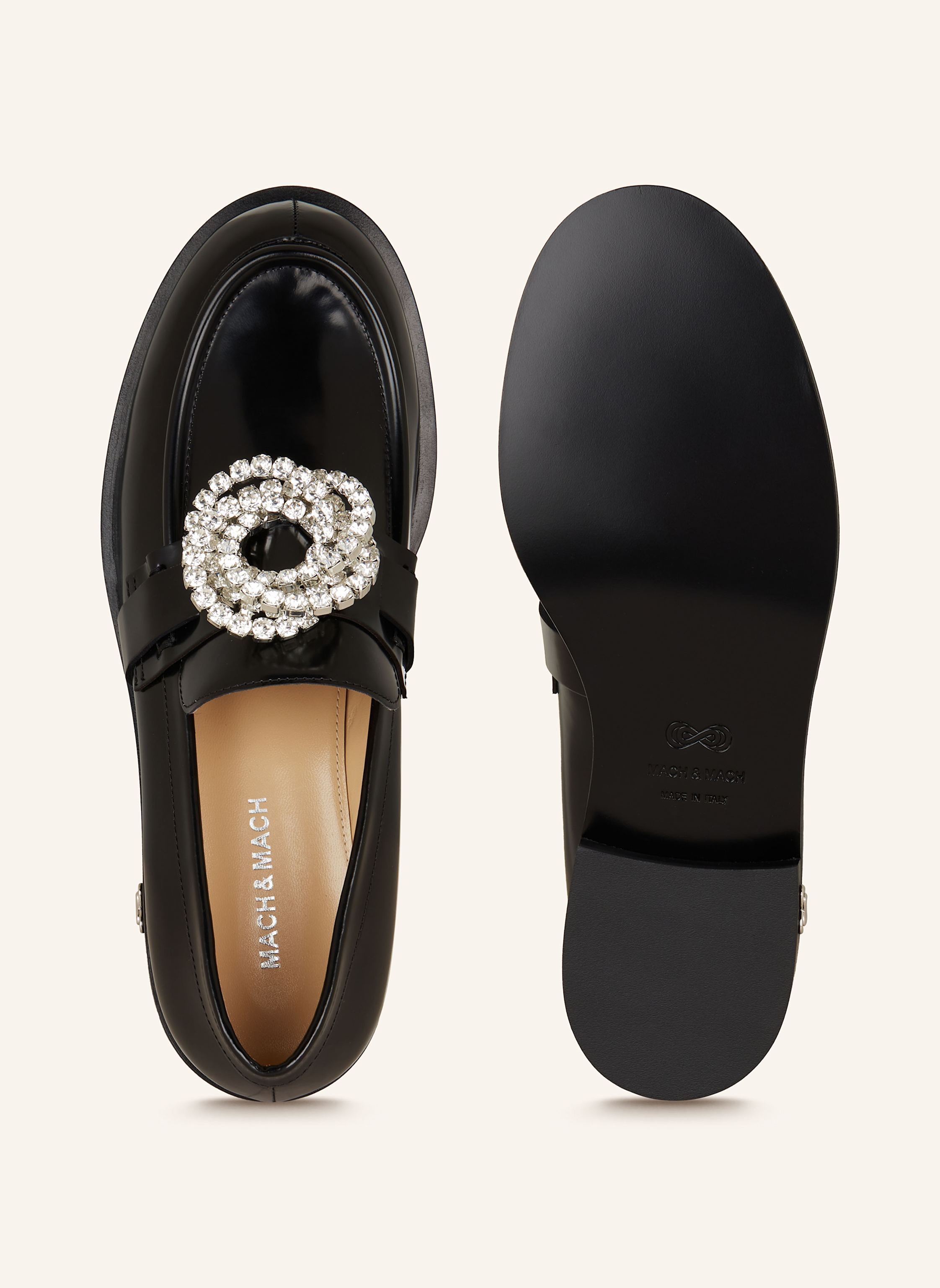 Thumbnail - Mach & Mach Penny-Loafer Galaxy Mit Schmucksteinen schwarz