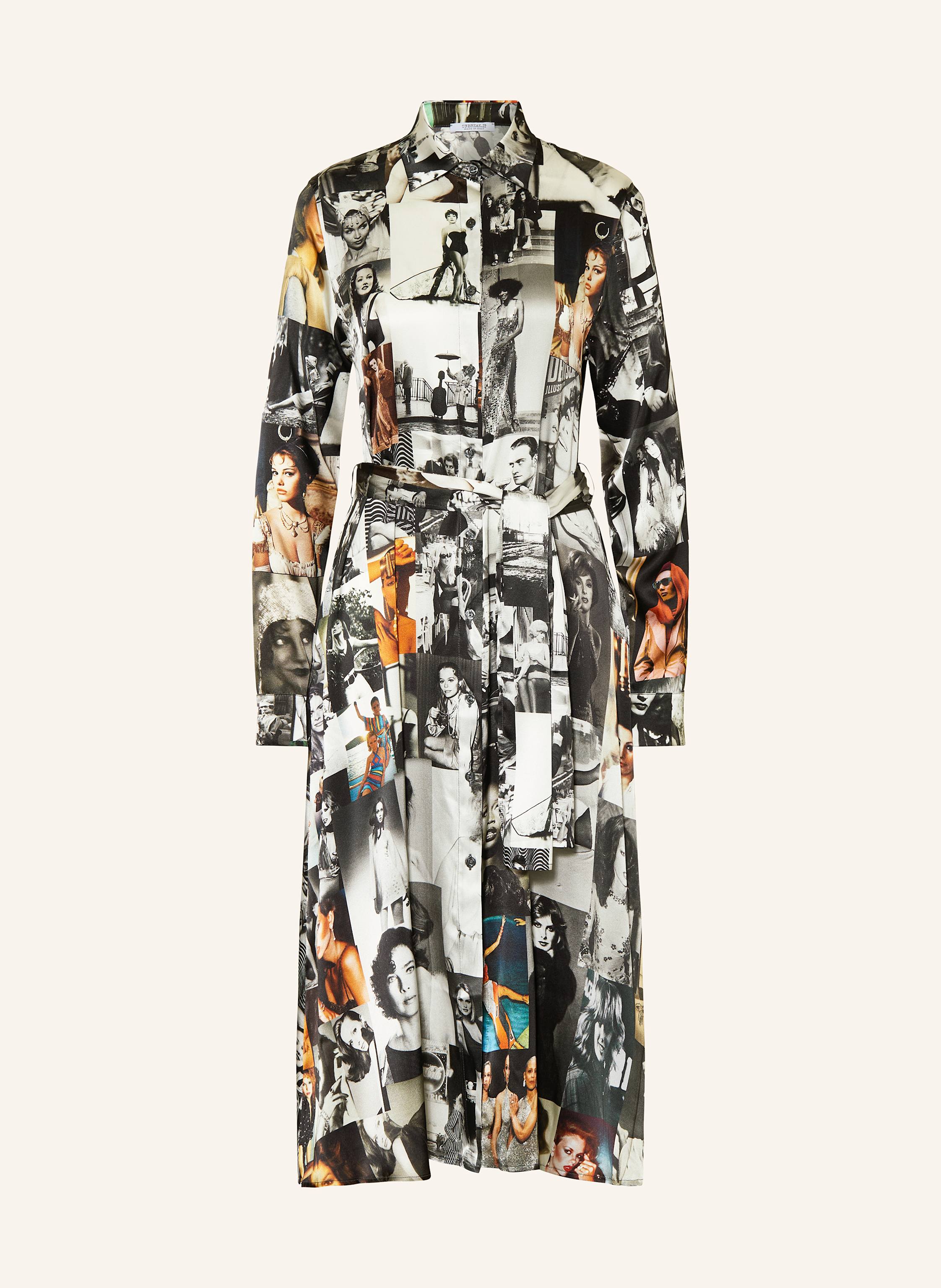 Satin scarf print shirt dress top