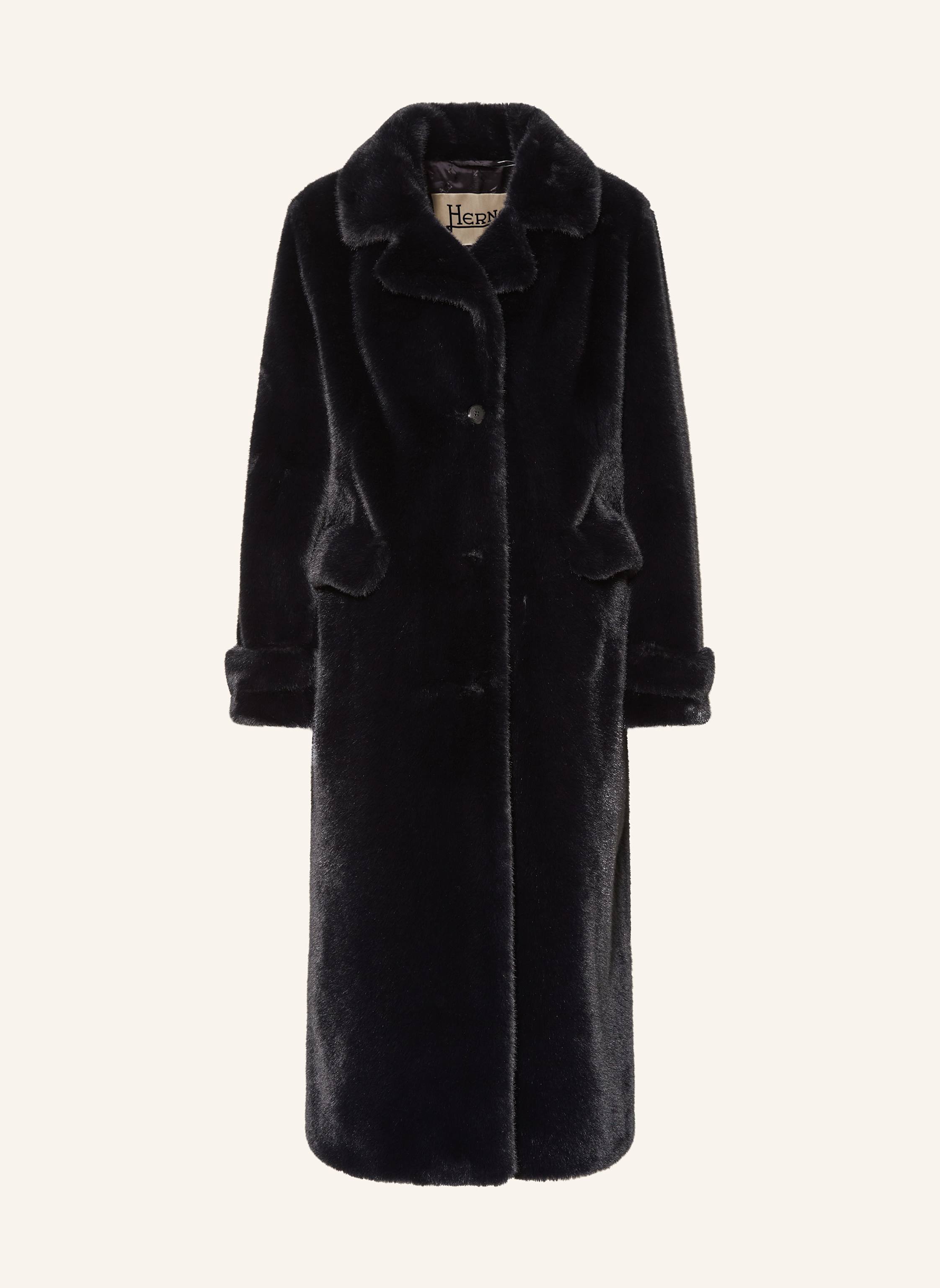 HERNO Faux fur coat in black