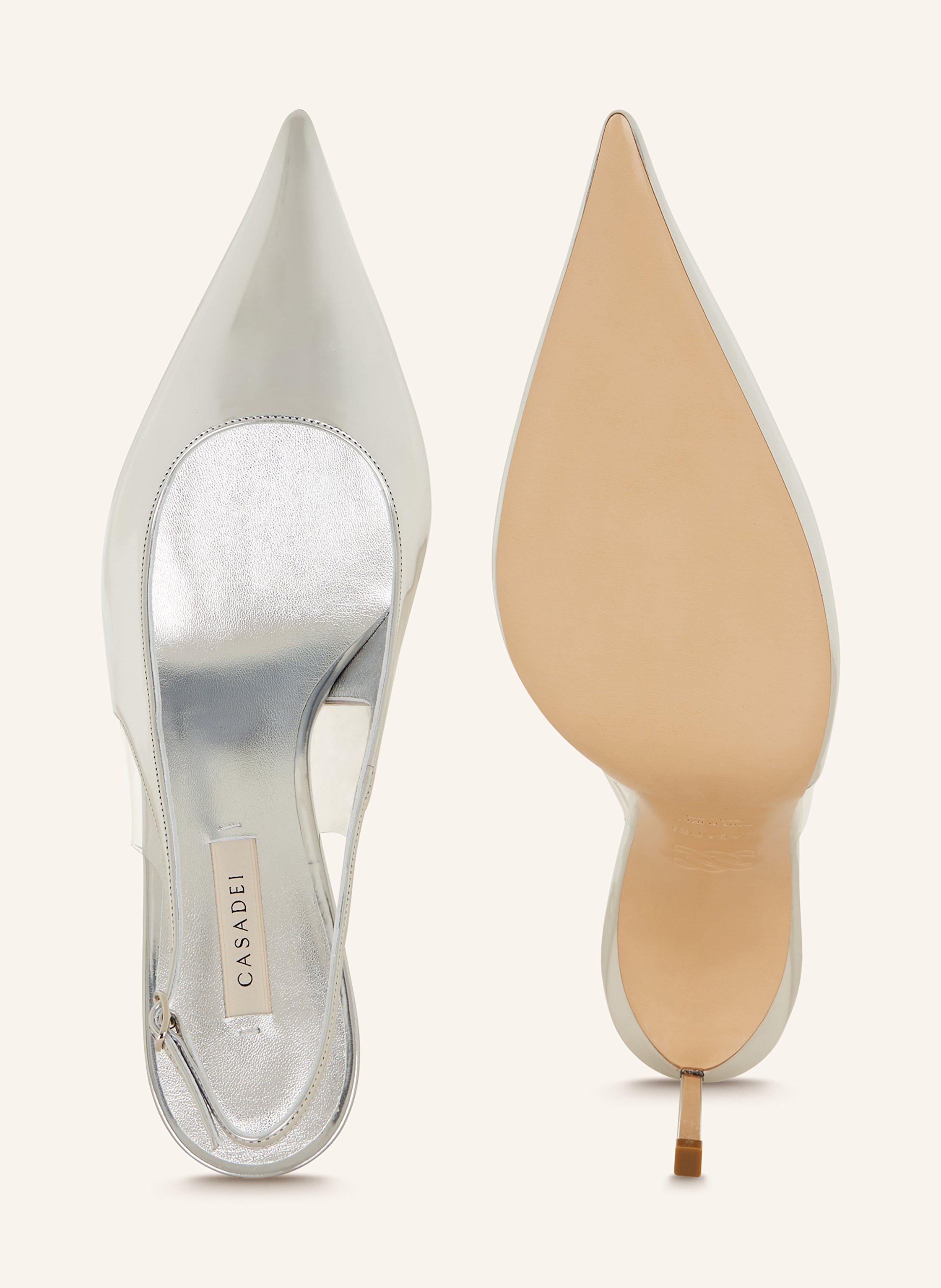 Thumbnail - Casadei Slingpumps Superblade Alice Mit Schmucksteinen silber