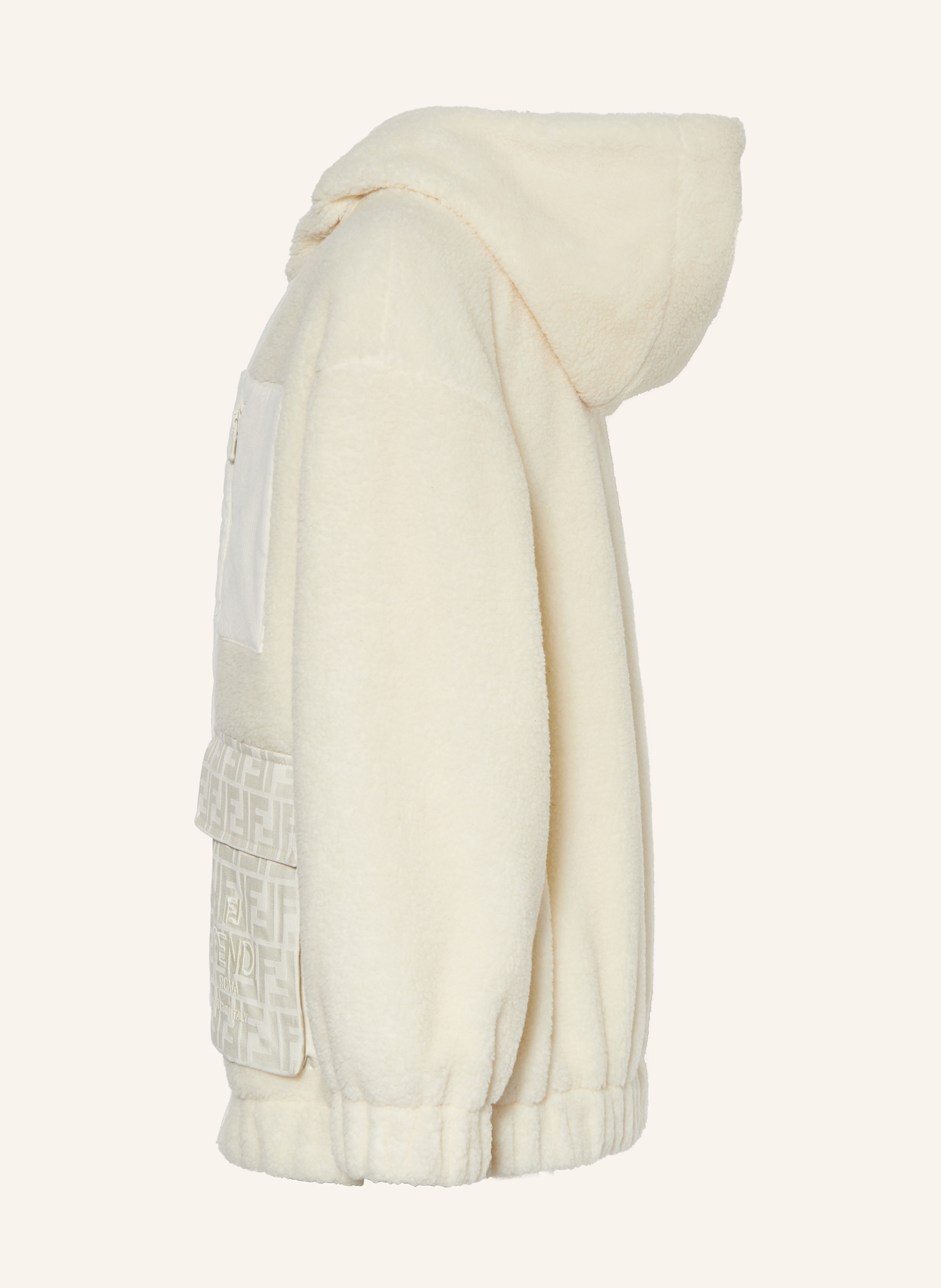 Thumbnail - Fendi Teddyfell-Jacke Im Materialmix weiss