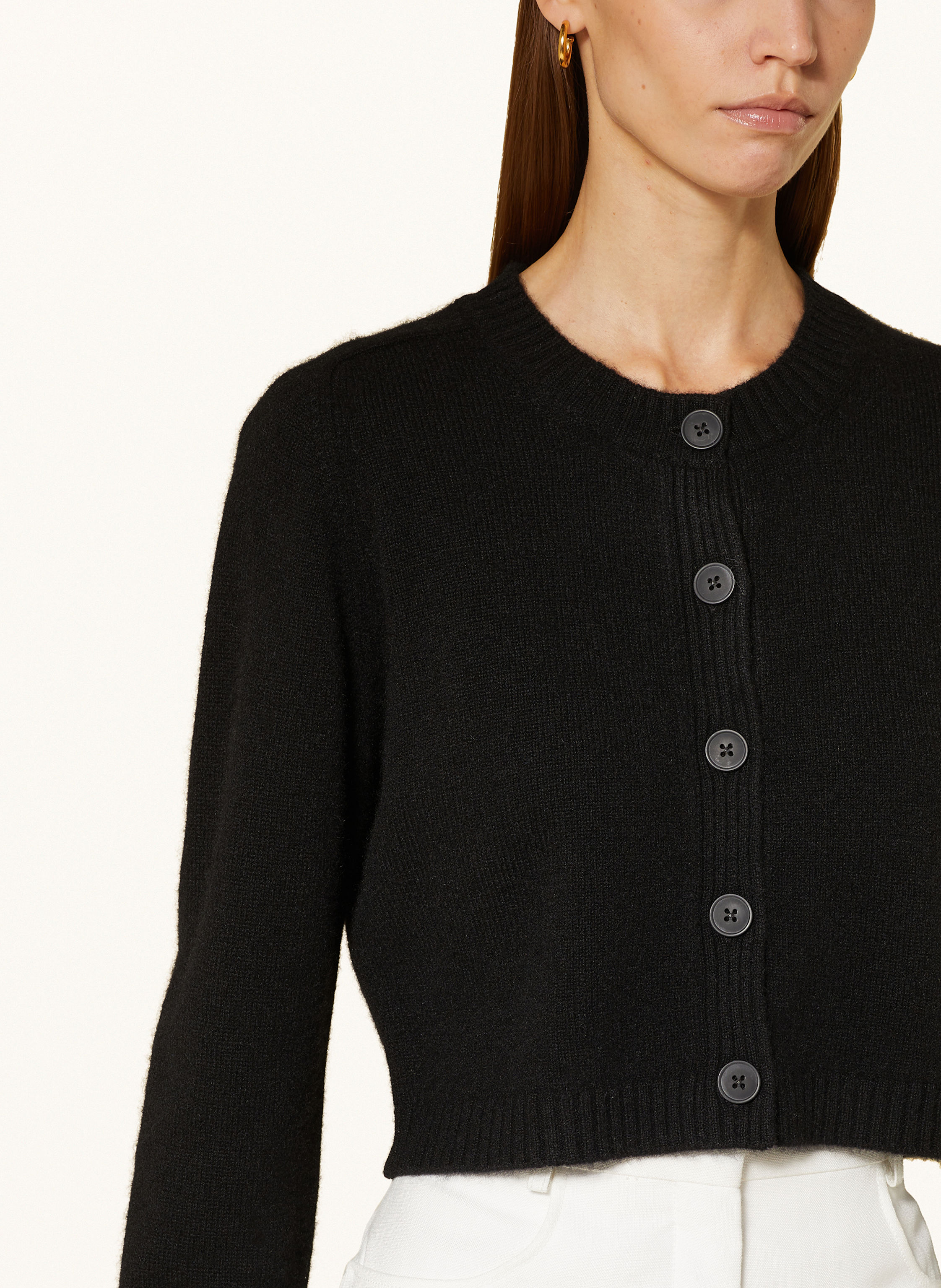 Thumbnail - Loulou Studio Cropped-Strickjacke Zephir Aus Cashmere schwarz