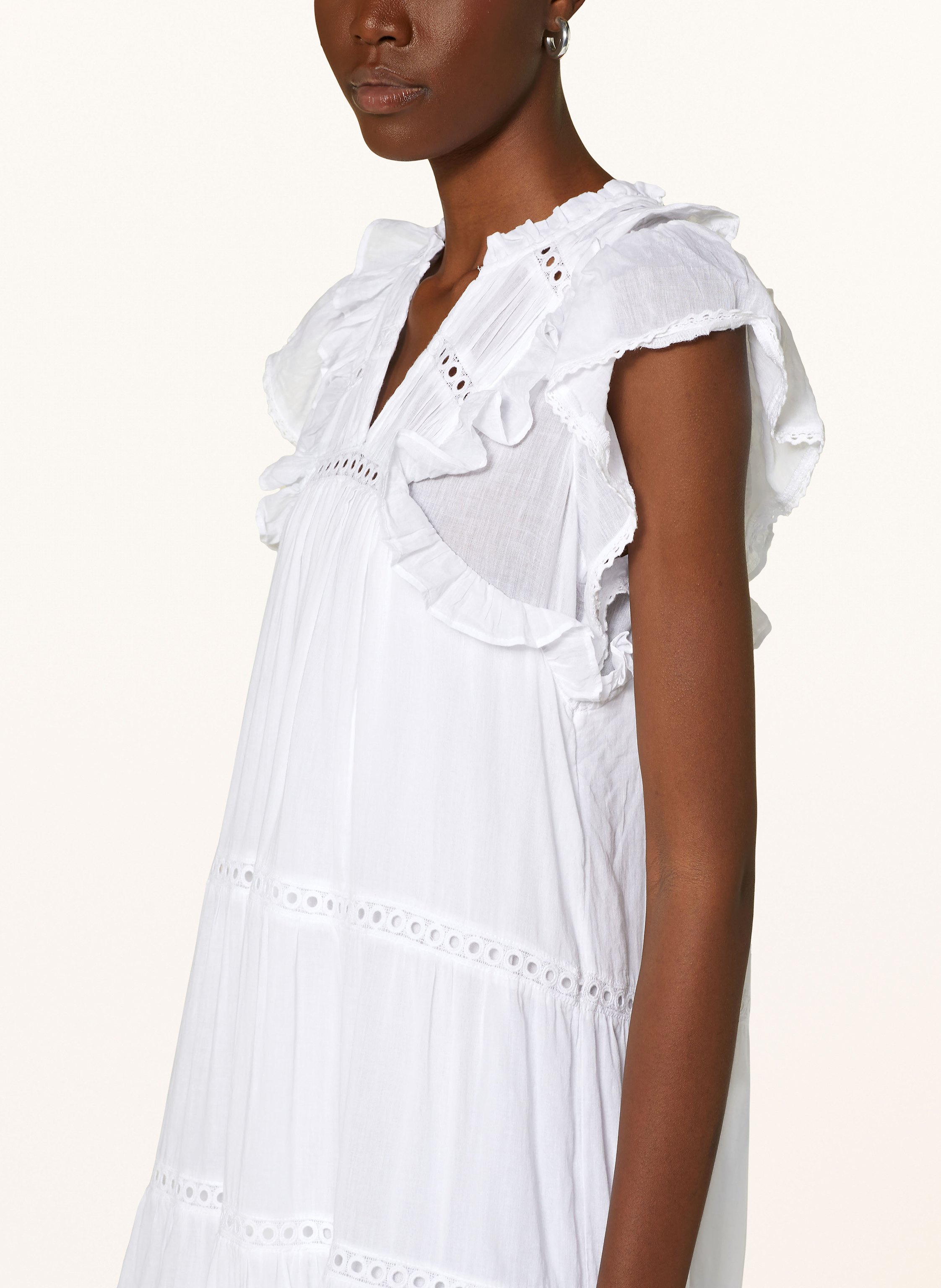 Thumbnail - Neo Noir Kleid Jamma Mit Rüschen weiss