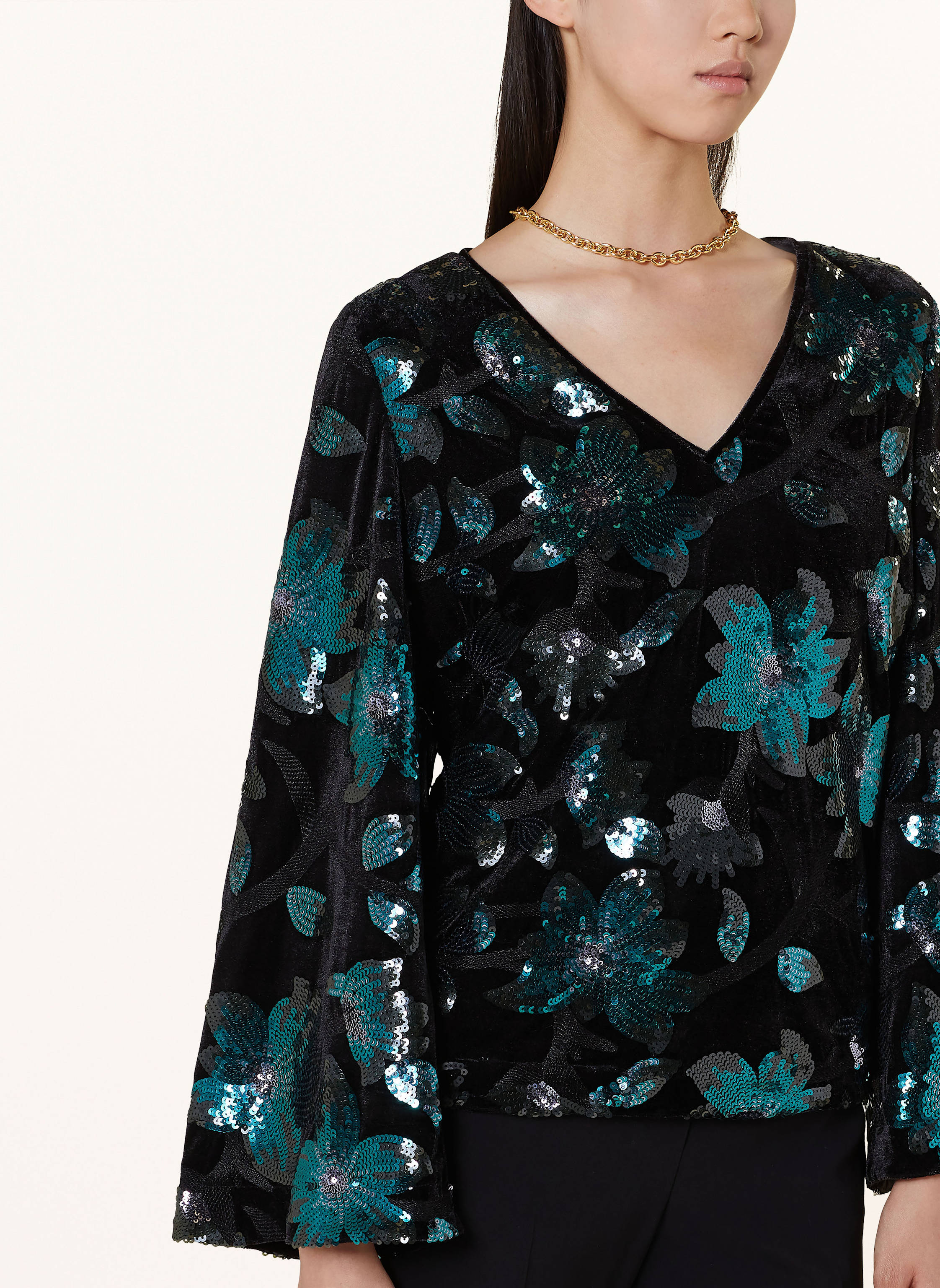 Thumbnail - Mos Mosh Blusenshirt Mmlizza Aus Samt Mit Pailletten gruen