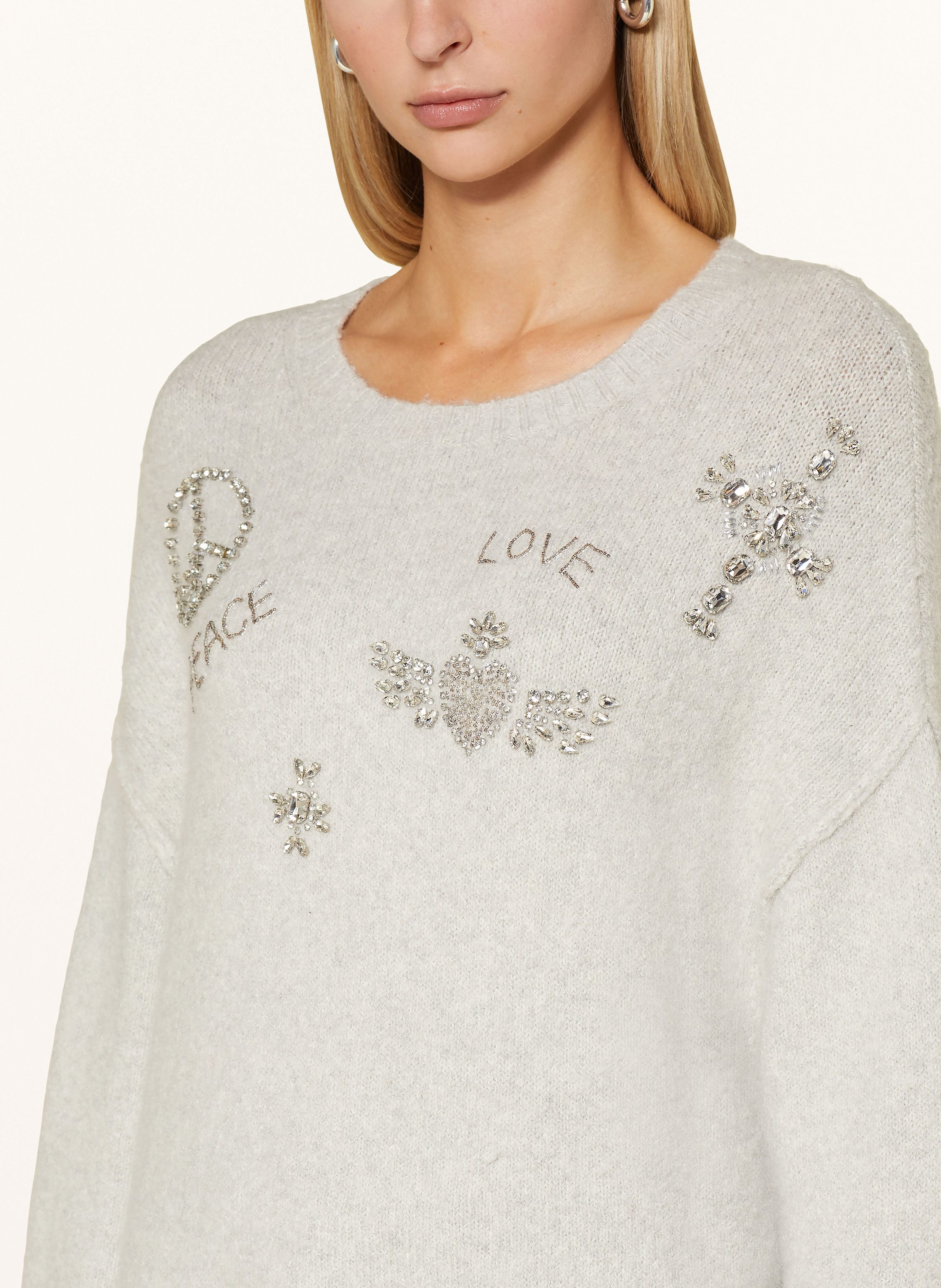 Thumbnail - Grace Oversized-Pullover Mit Alpaka Und Schmucksteinen grau