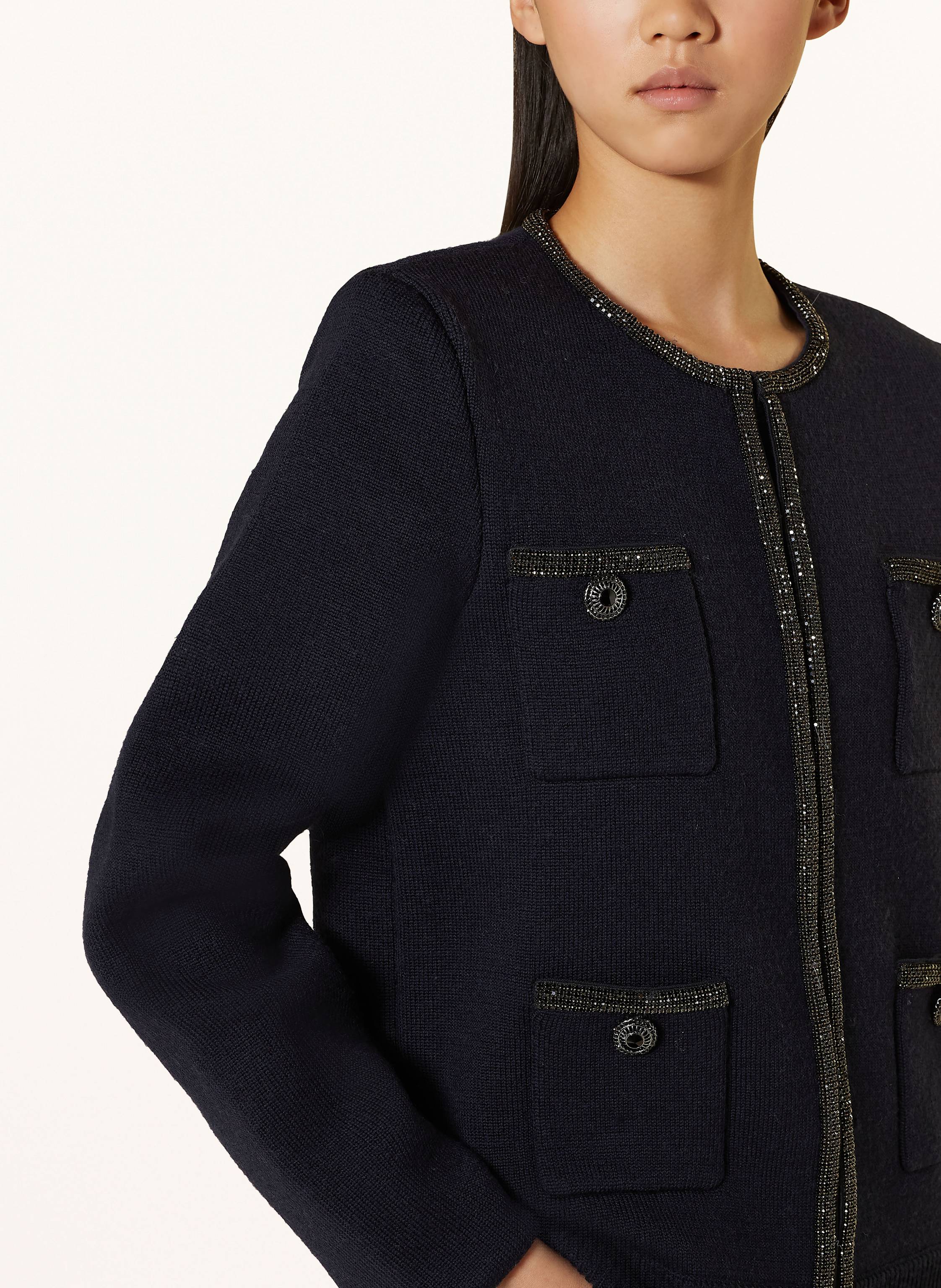 Thumbnail - Self-Portrait Kastenjacke Mit Schmucksteinen blau