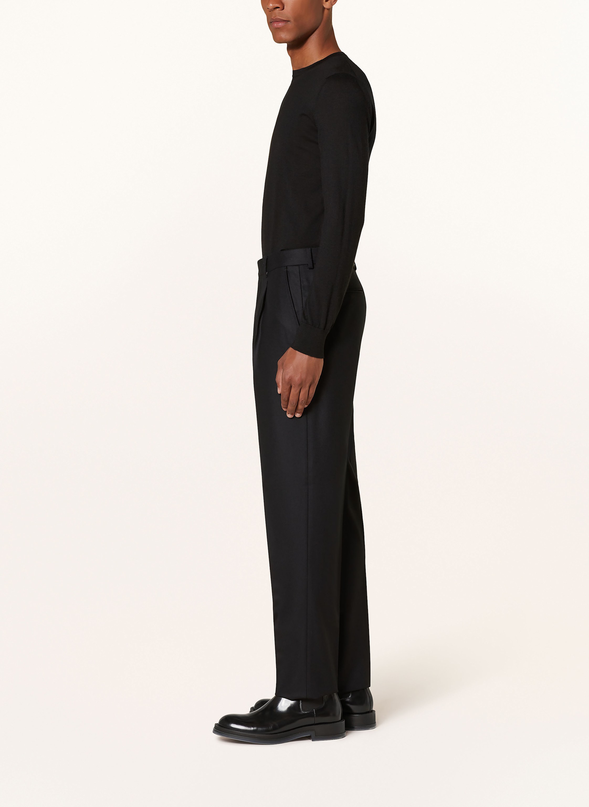 Thumbnail - Zegna Anzughose Pleated Fit Aus Flanell schwarz