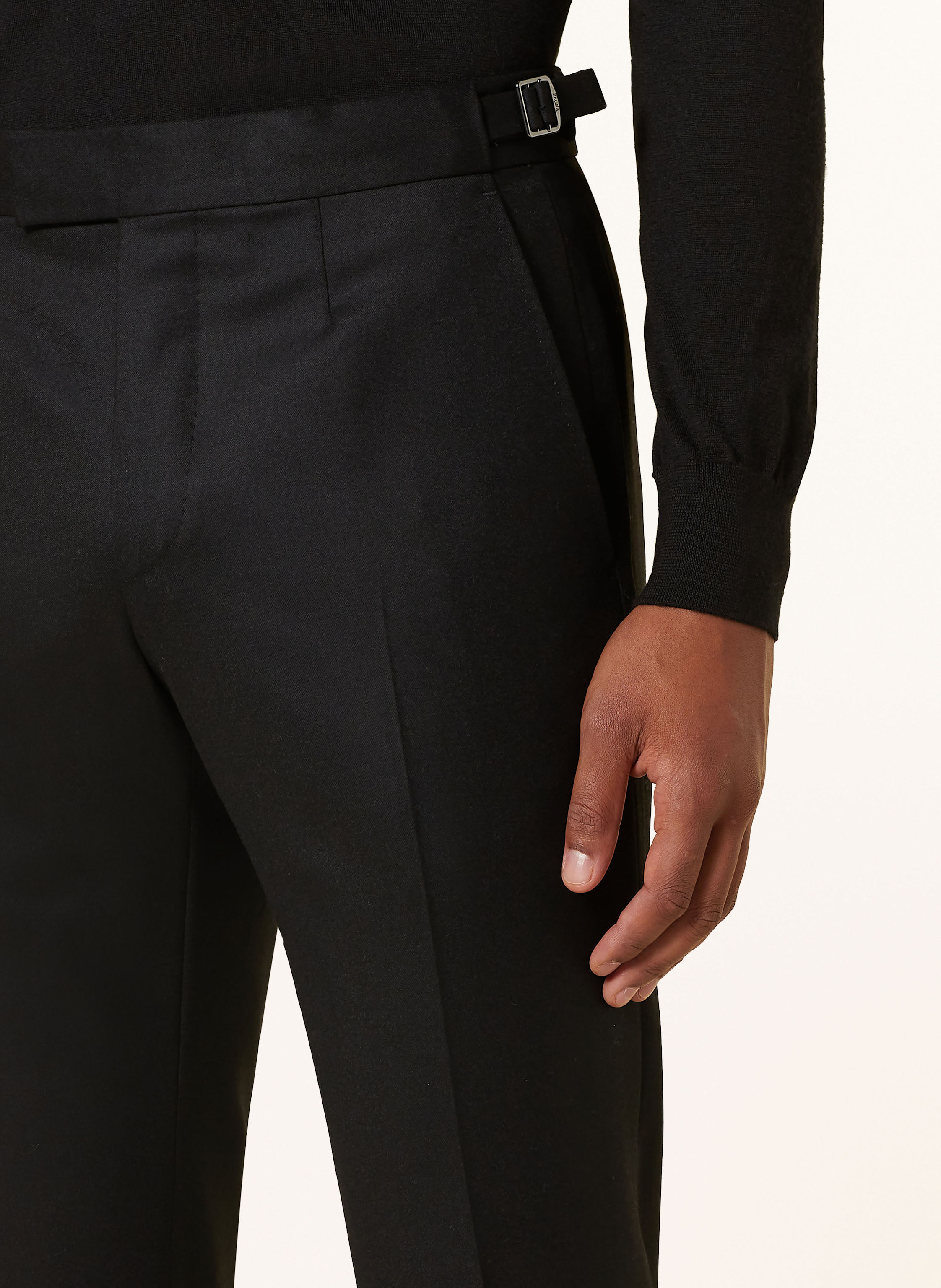 Thumbnail - Zegna Flanellhose Narrow Fit schwarz