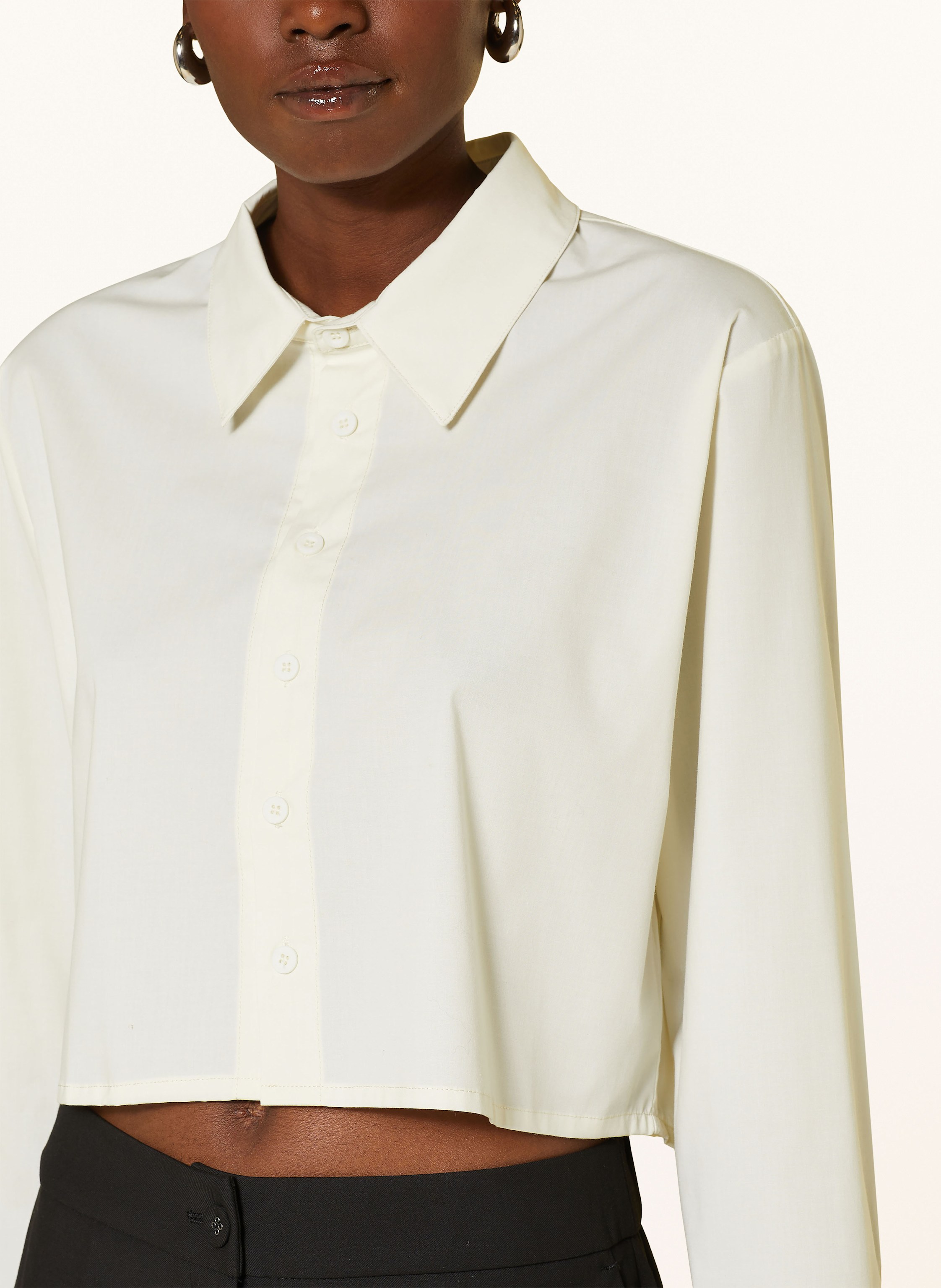 Thumbnail - Karo Kauer Cropped-Hemdbluse beige