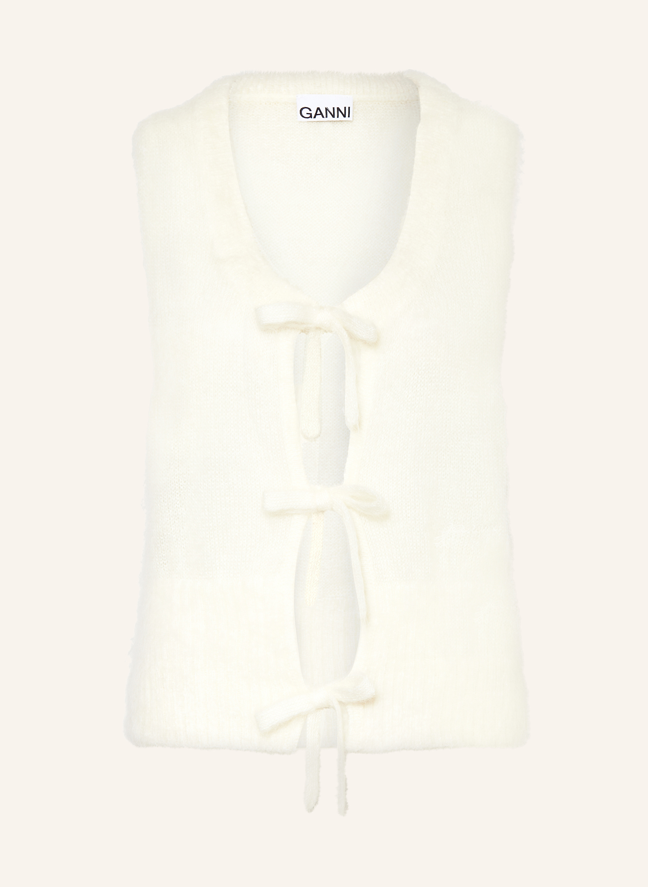 Breuninger Ganni White Sweater GANNI Knit Vest With Mohair In Ecru