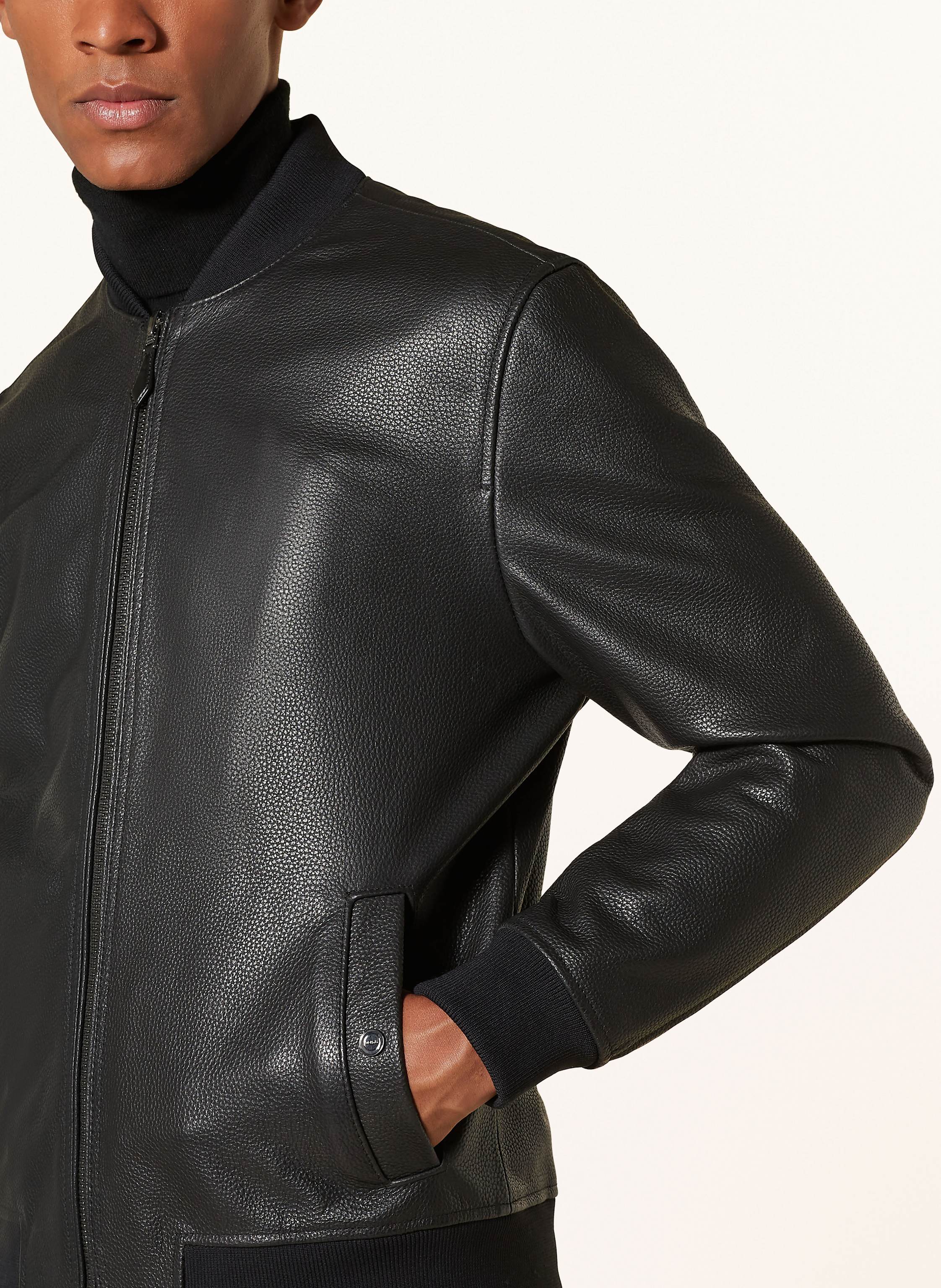 Thumbnail - Reiss Lederblouson Cast schwarz