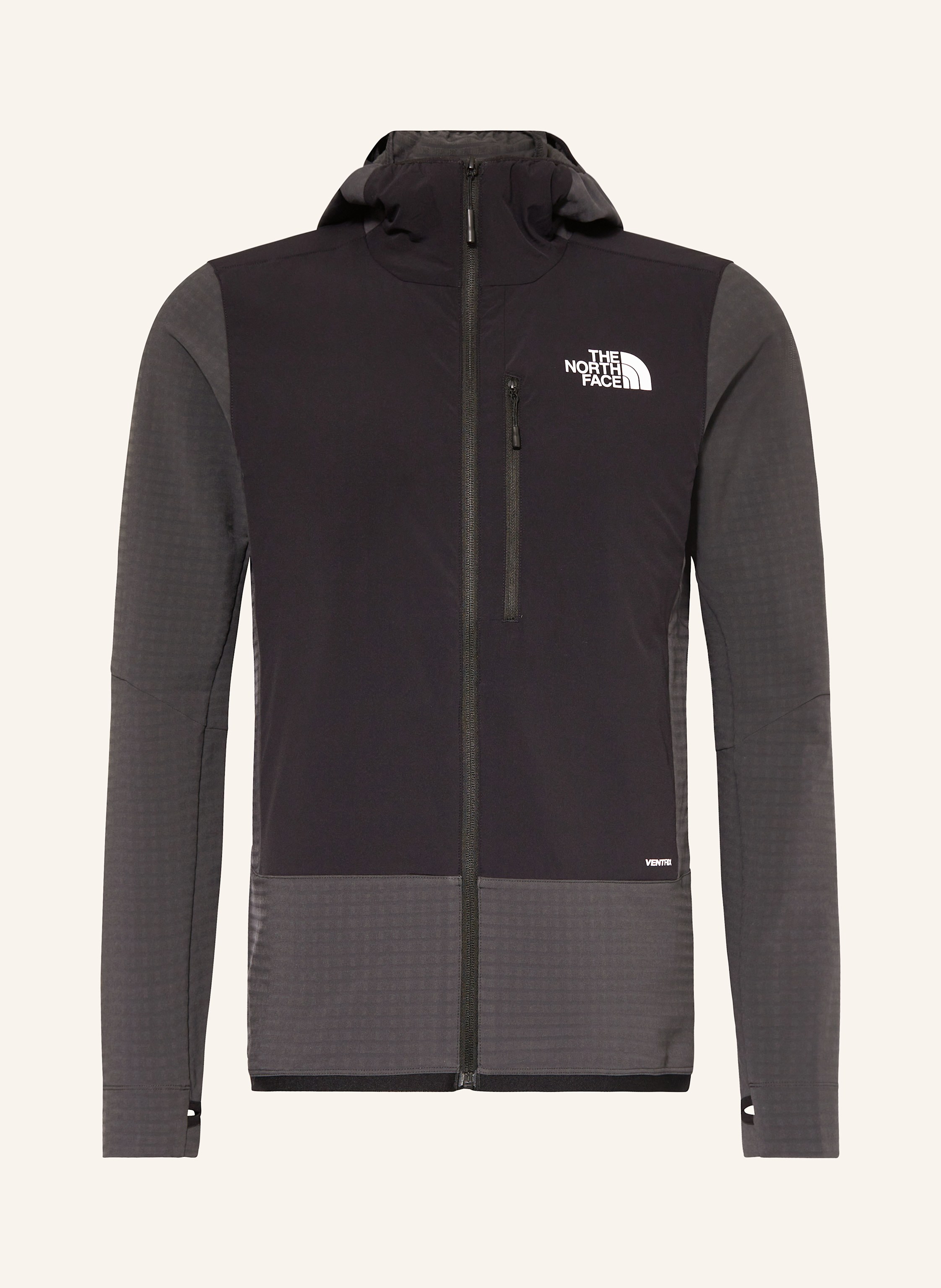 THE NORTH FACE ELI ELIXIR HYBRID VENTRIX mid layer jacket in black gray