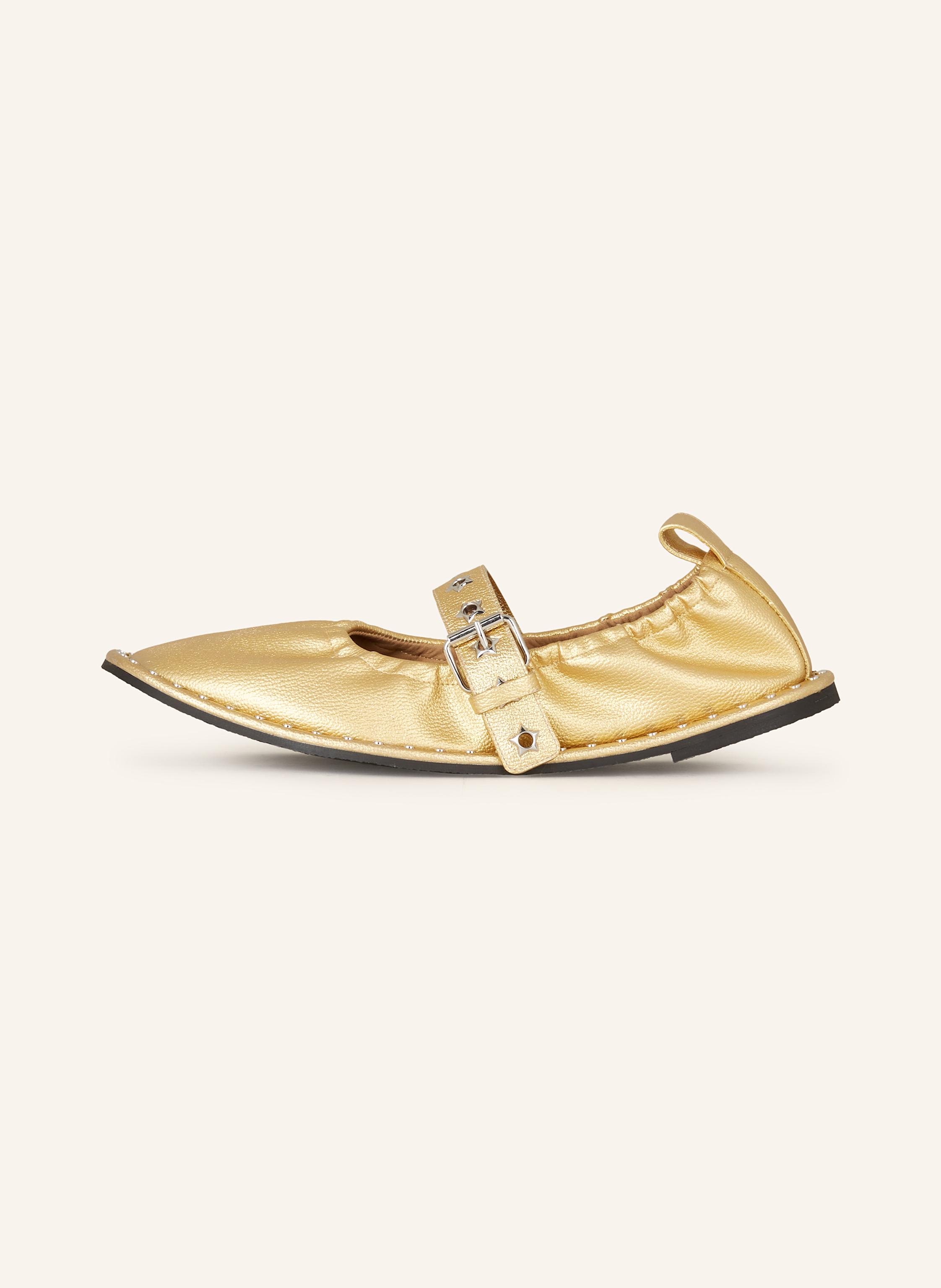 Thumbnail - Stella Mccartney Mary-Jane-Ballerinas Falabella Mit Nieten gold