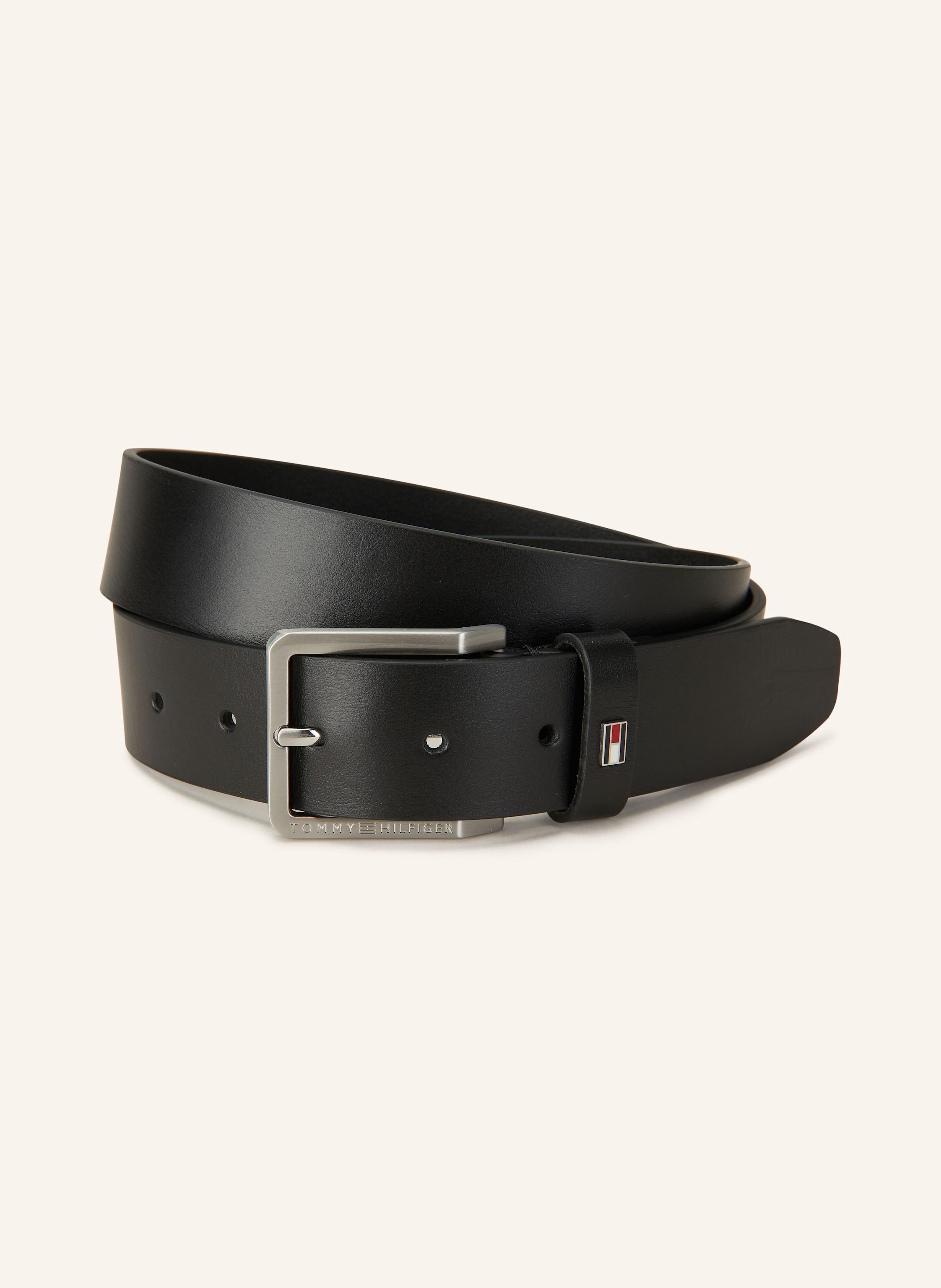 TOMMY HILFIGER Leather belt OLIVER in black