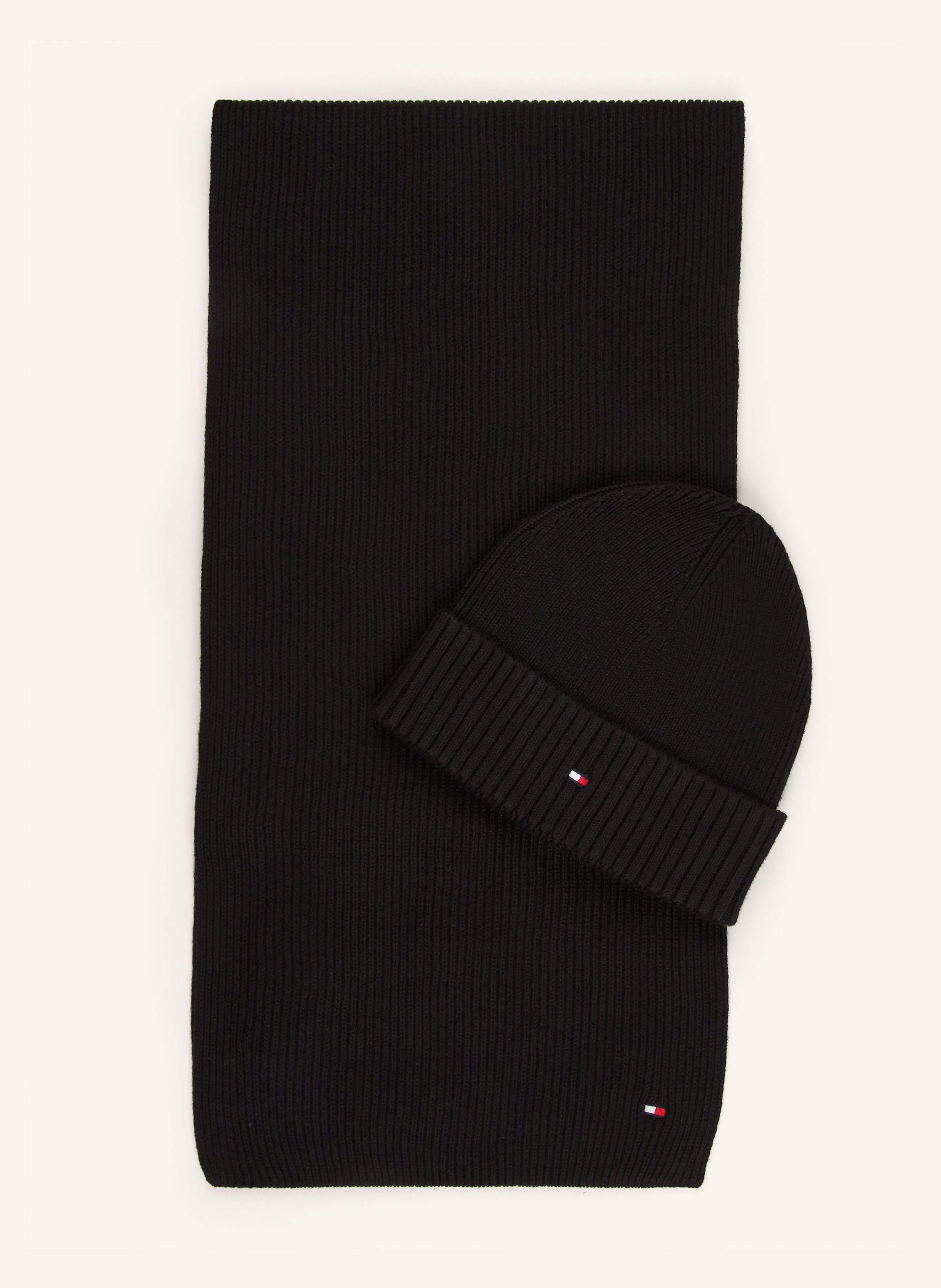 TOMMY HILFIGER Set Scarf and hat in black