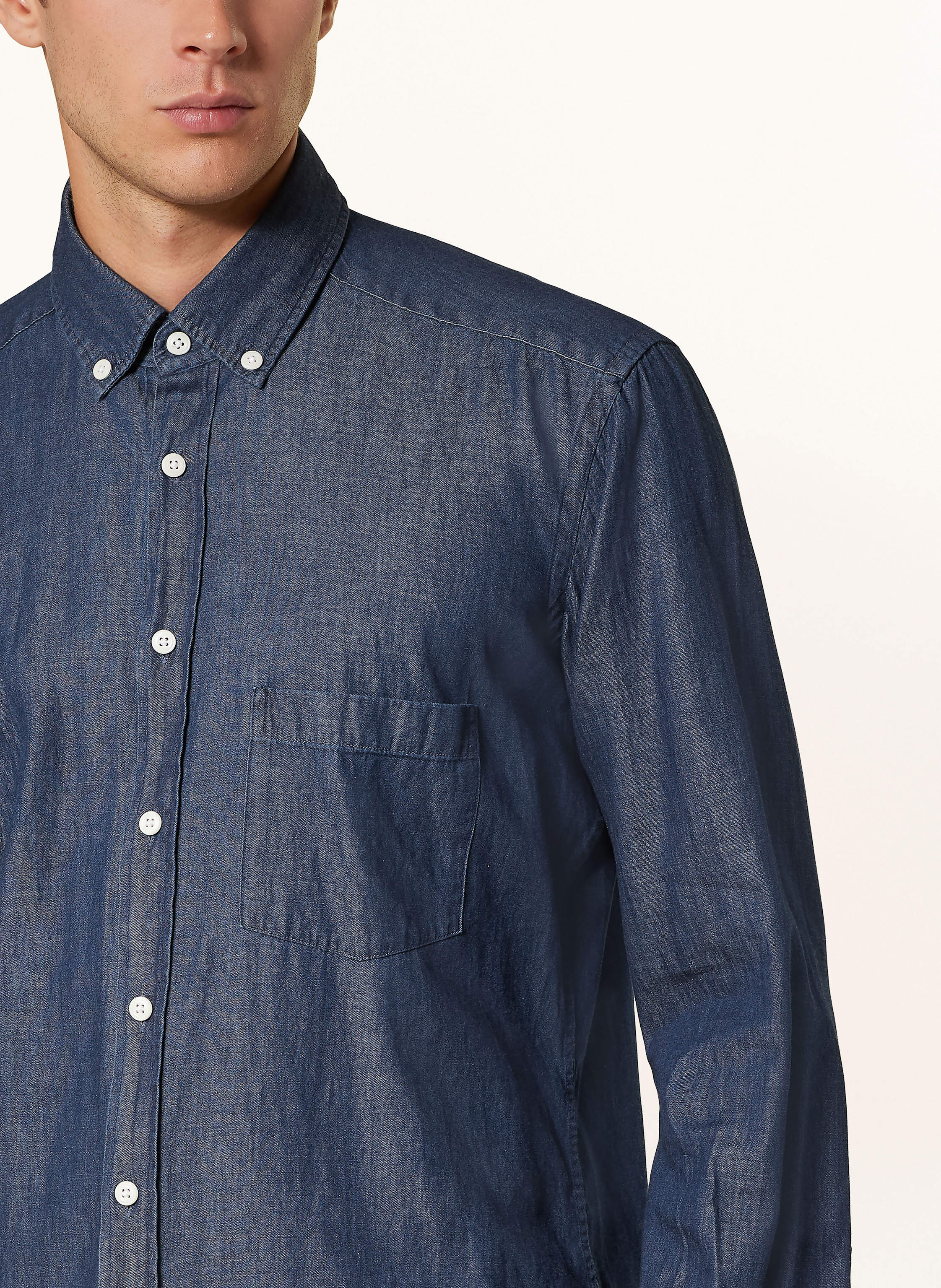 Thumbnail - Strokesman's Hemd Regular Fit In Jeansoptik blau