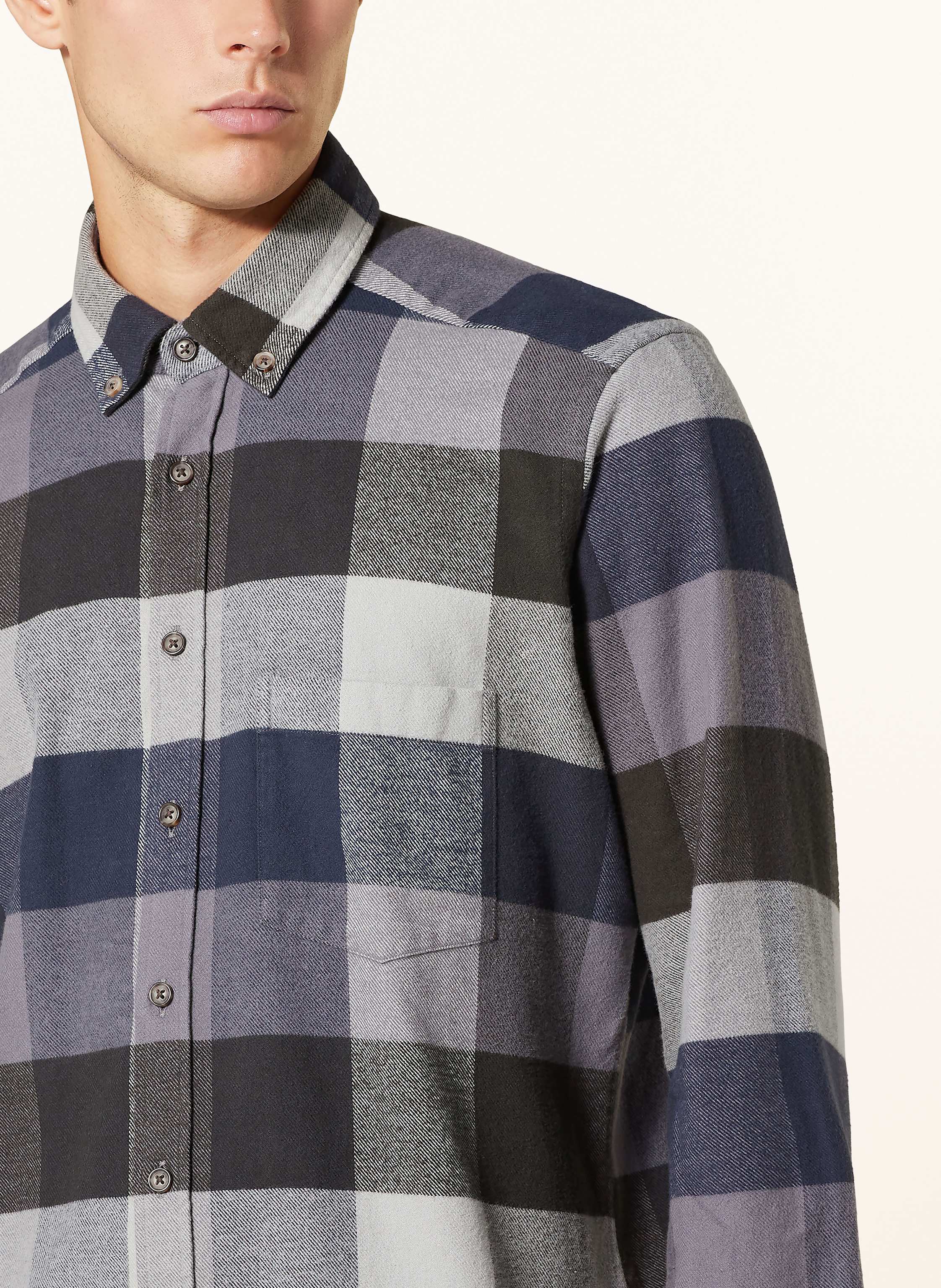 Thumbnail - Strokesman's Flanellhemd Regular Fit grau