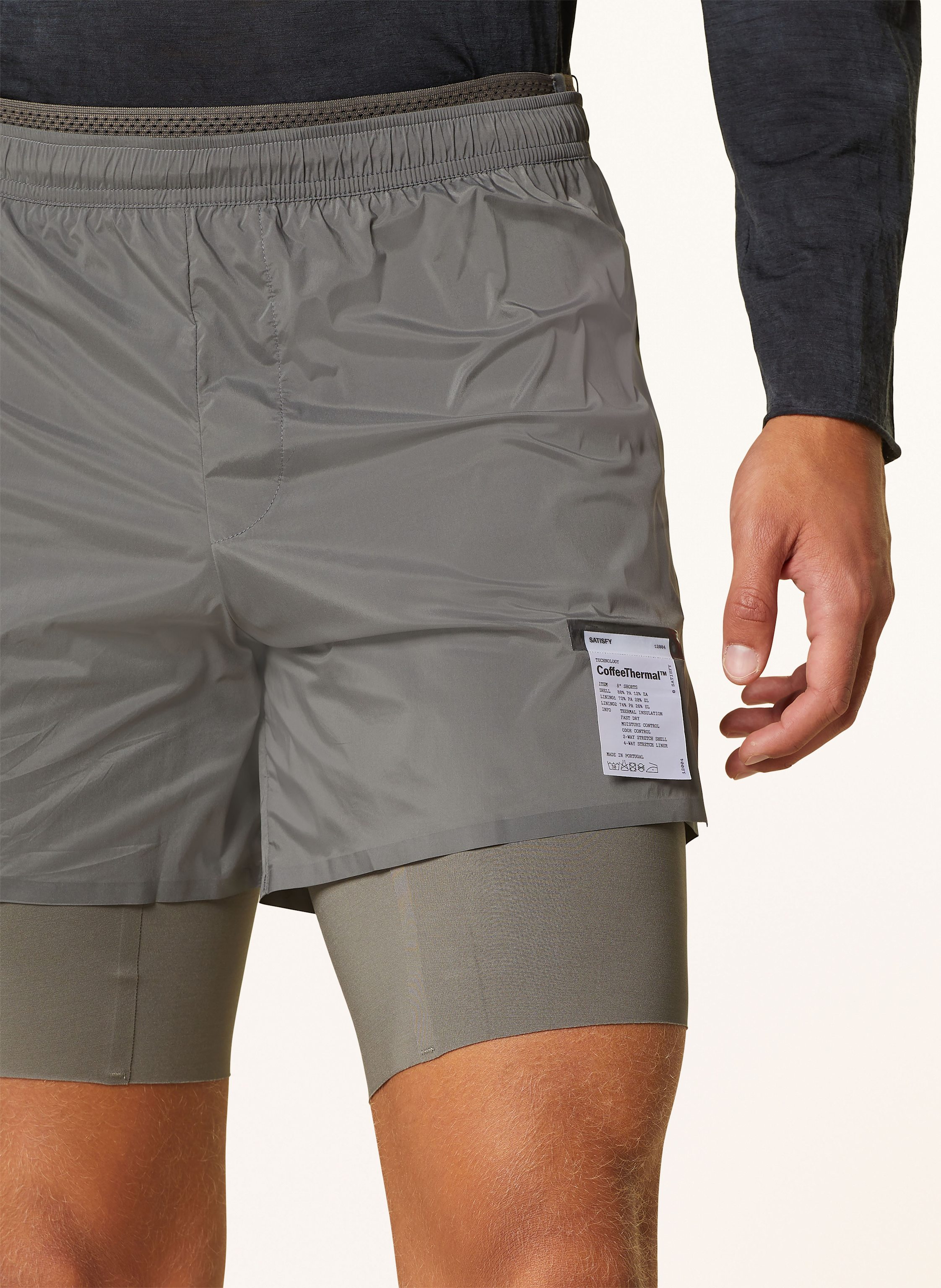 Thumbnail - Satisfy 2-In-1-Laufshorts Coffeethermal™ 8" grau