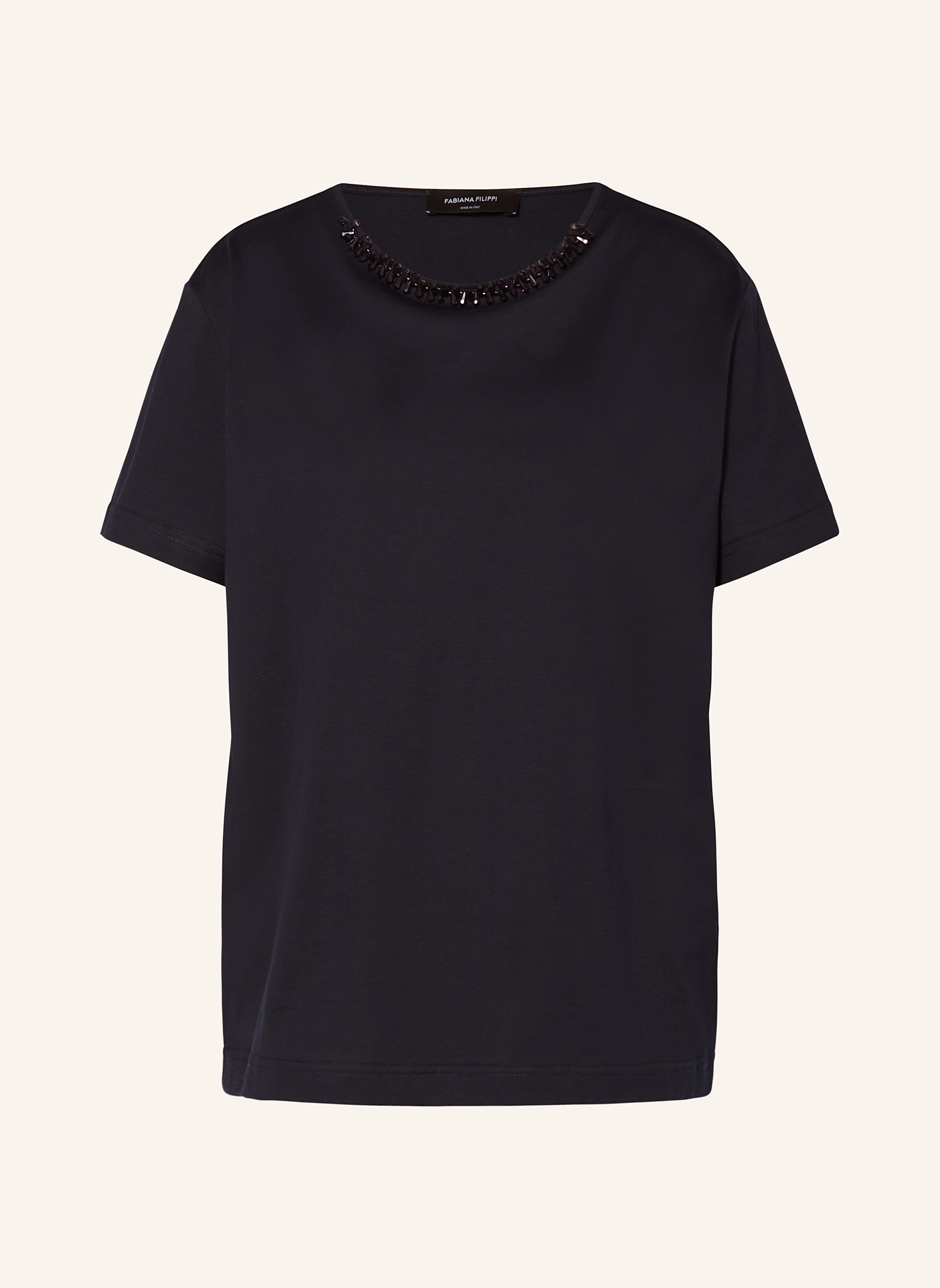 FABIANA FILIPPI T - shirt with decorative gems in dark blue