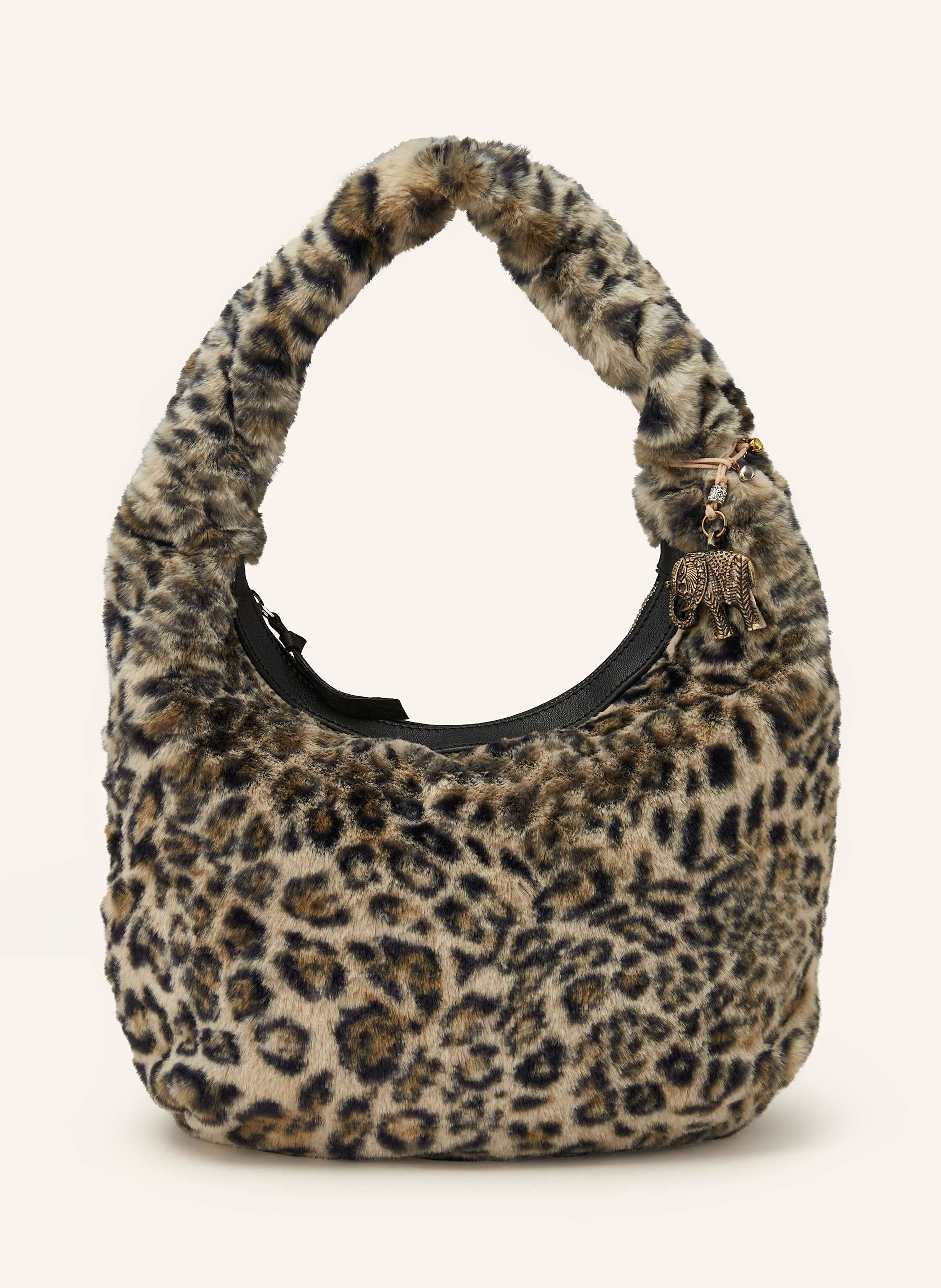 ANOKHI Hobo Bag LUNA mit Kunstpelz in creme schwarz hellbraun