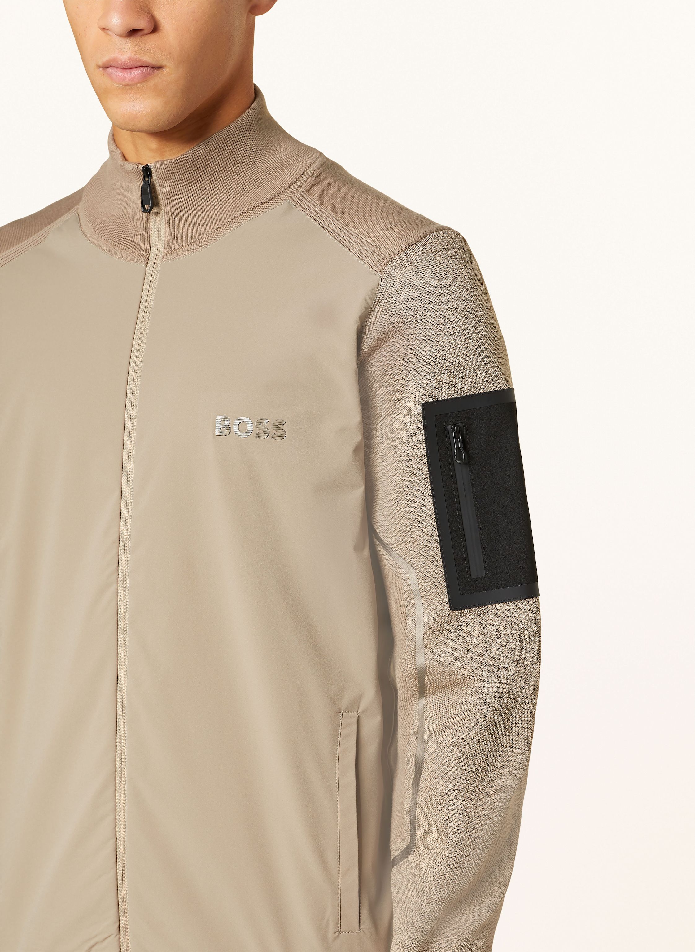 Thumbnail - Boss Strickjacke Zhino Im Materialmix gruen