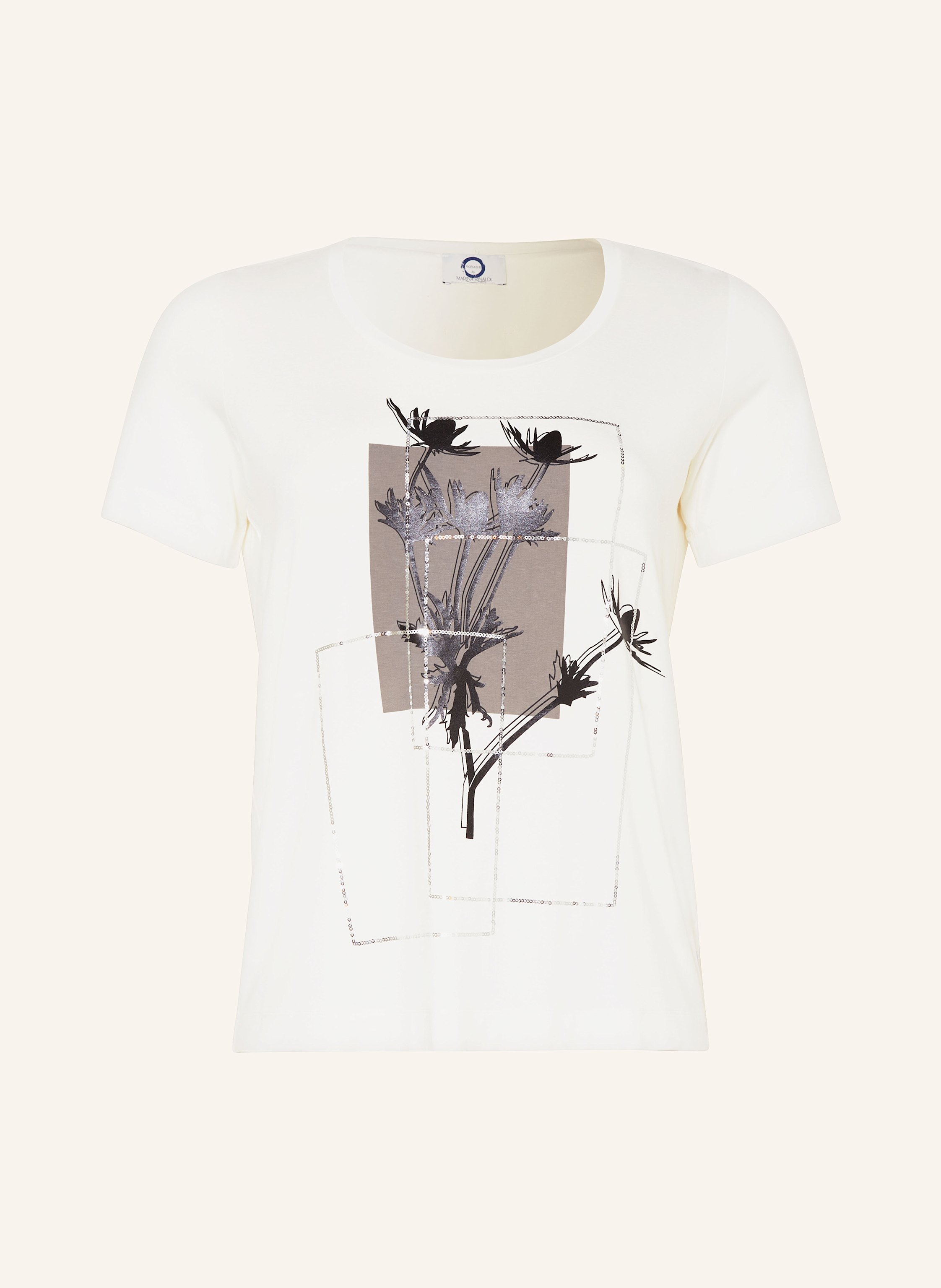 MARINA RINALDI VOYAGE T shirt MILORD with sequins in white gray