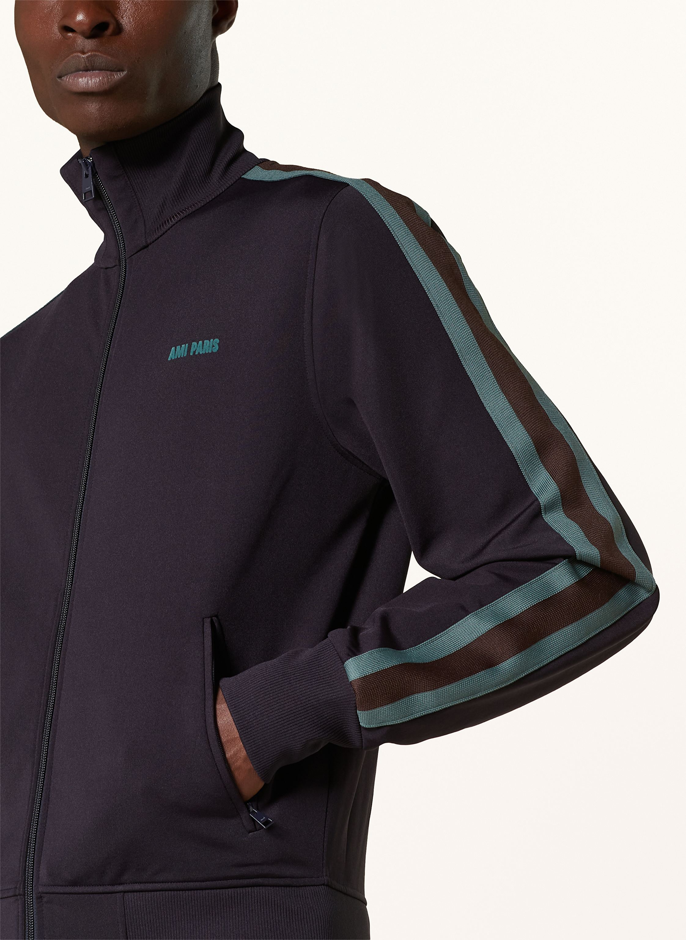 Thumbnail - Ami Paris Sweatjacke Mit Galonstreifen blau