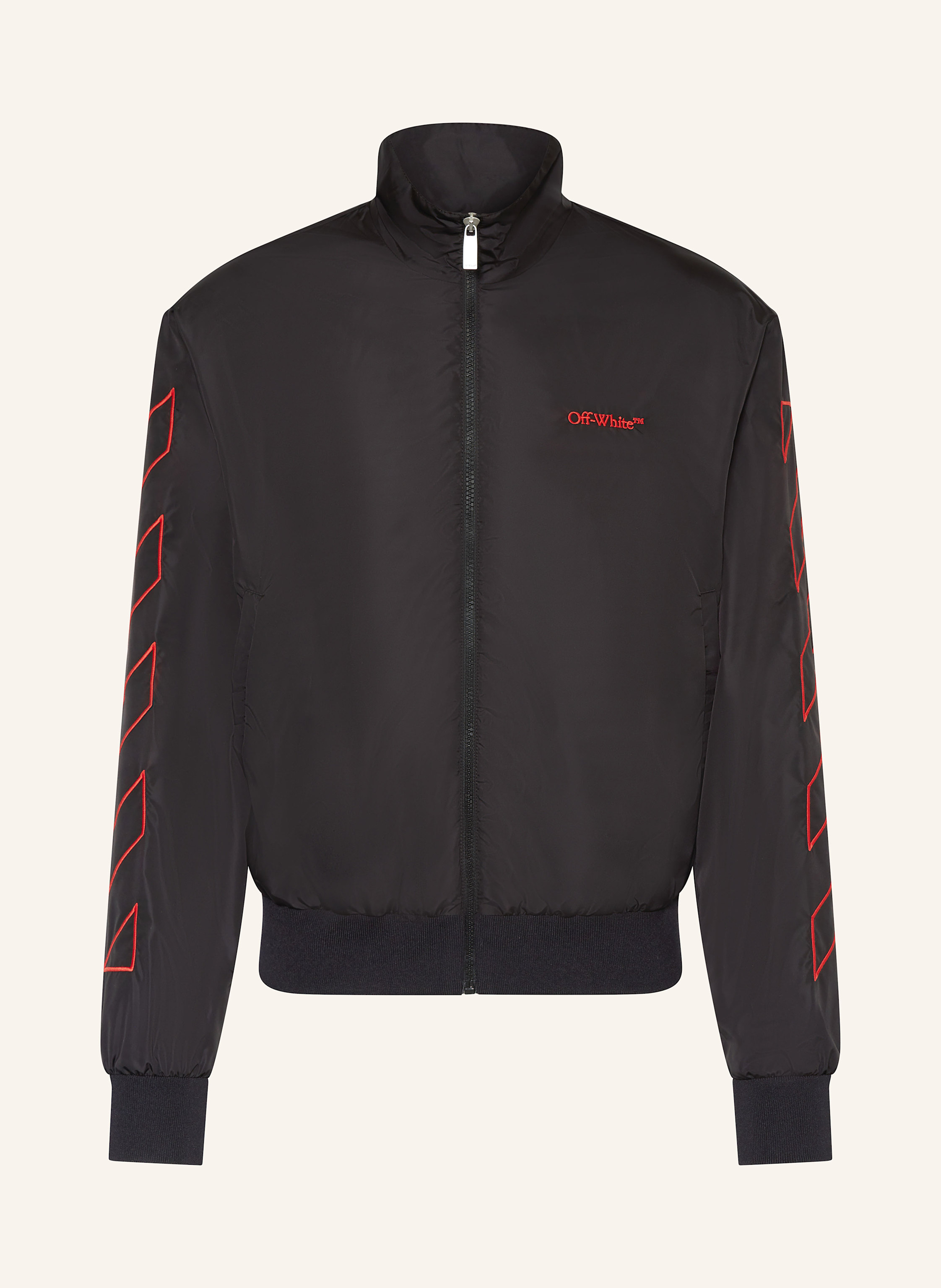Off white red bomber jacket hot sale